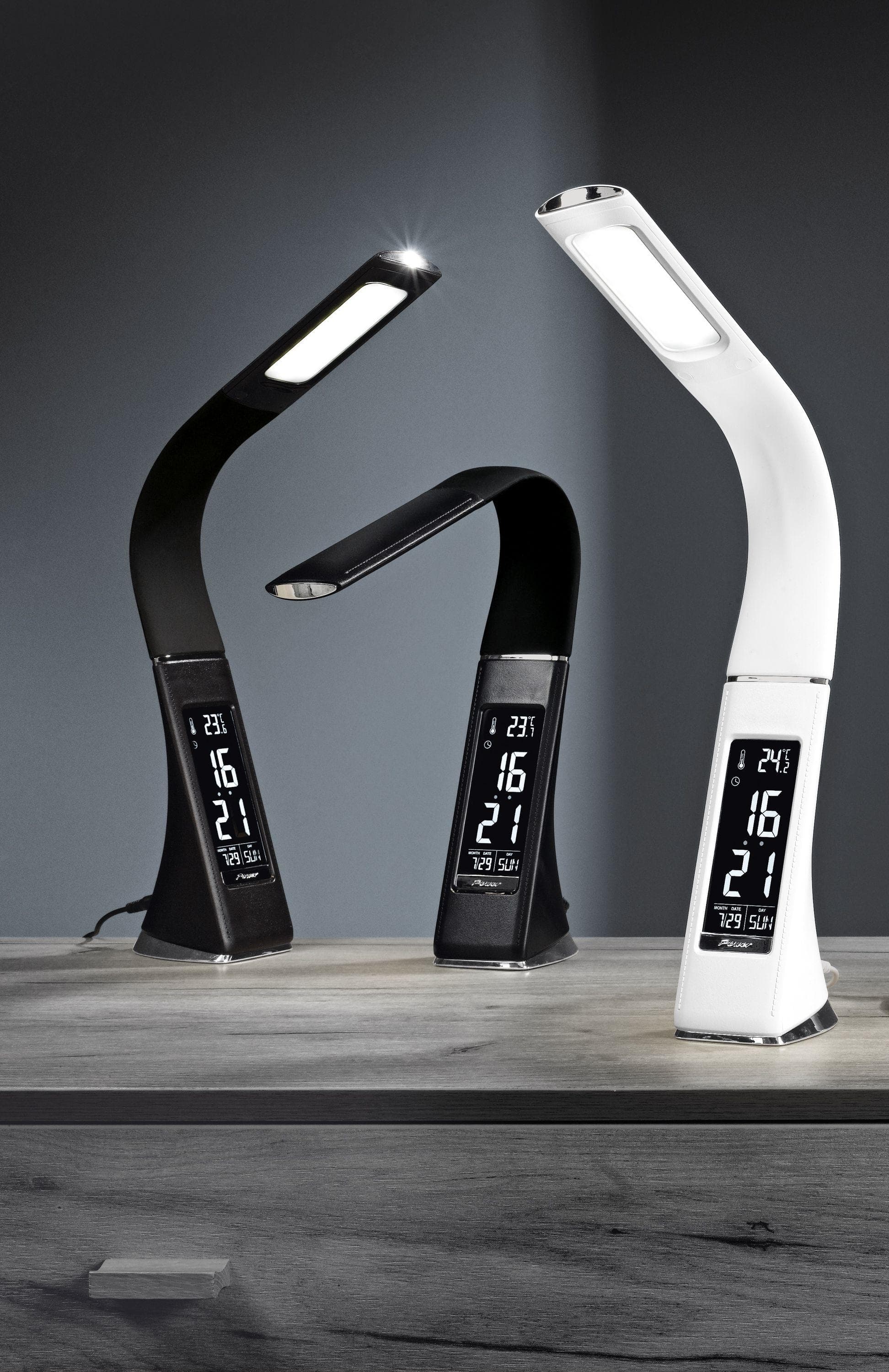 casa NOVA LED Schreibtischlampe SWING PLUS Schwarz mit Alarmfunktion und USB-Ladefunktion