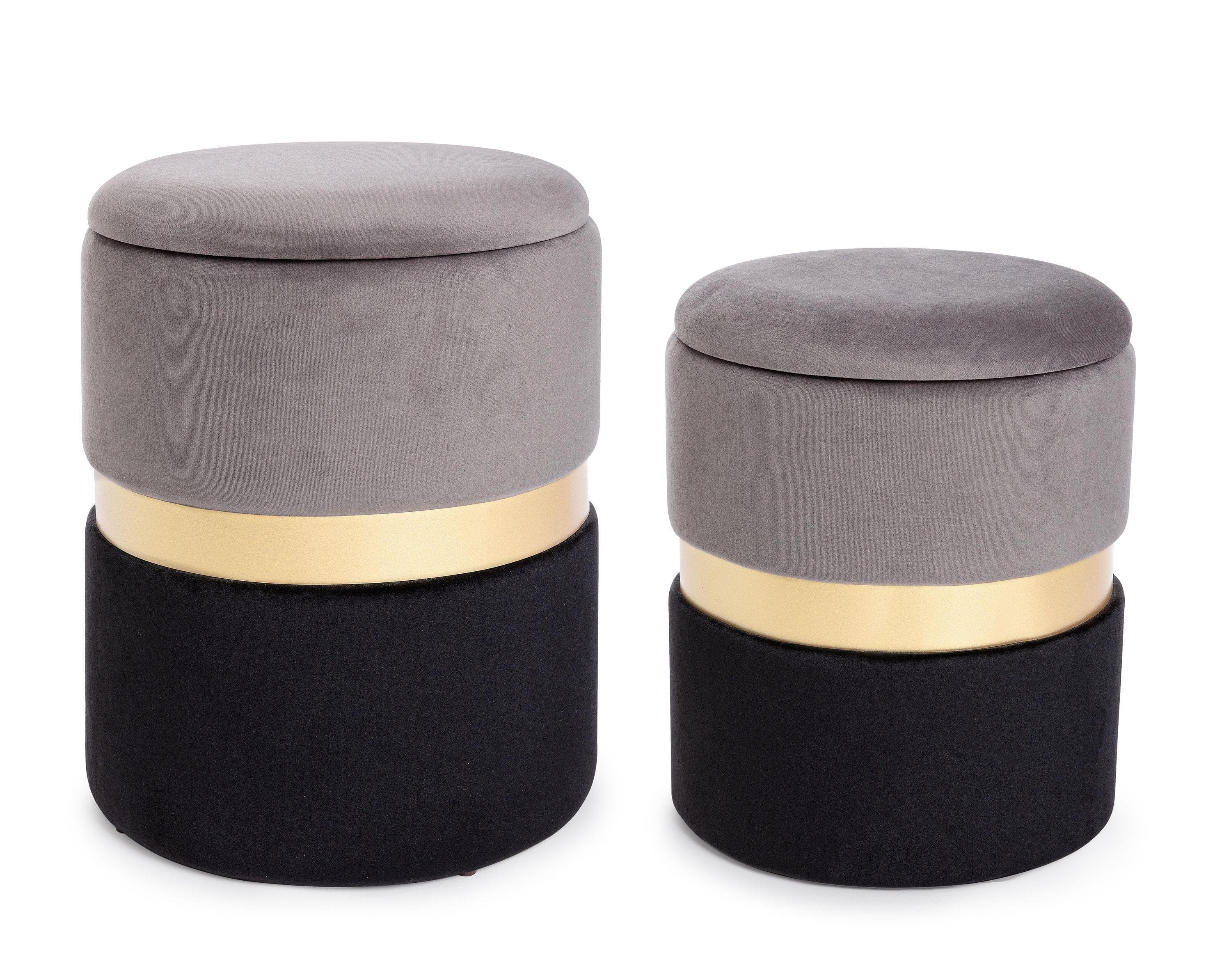 Zweifarbiger Pouf Polina - Set von 2