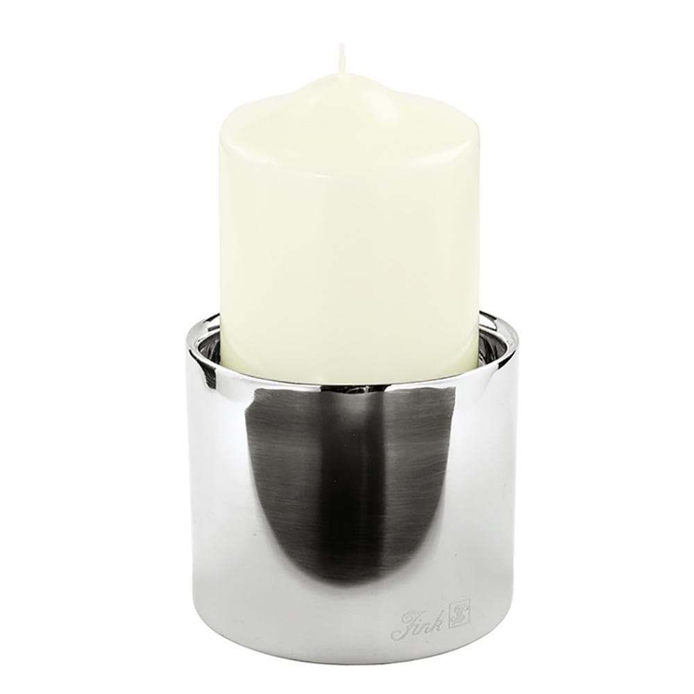 Fink Kerzenleuchter SOBRIO - Silberner Edelstahl Kerzenhalter für Stumpenkerzen