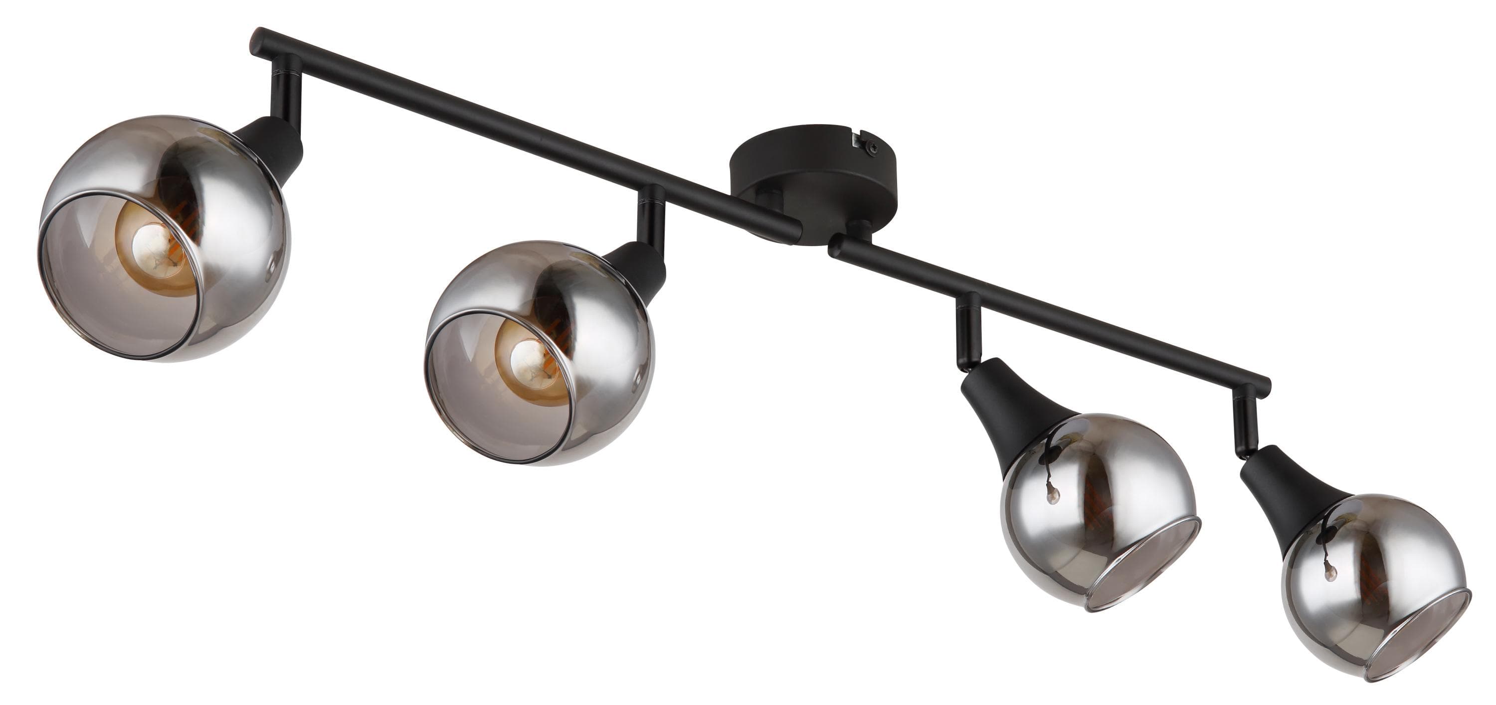 GLOBO LIGHTING Deckenleuchte Wohnzimmer Schwarz Rauchglas Metall Kugelleuchte