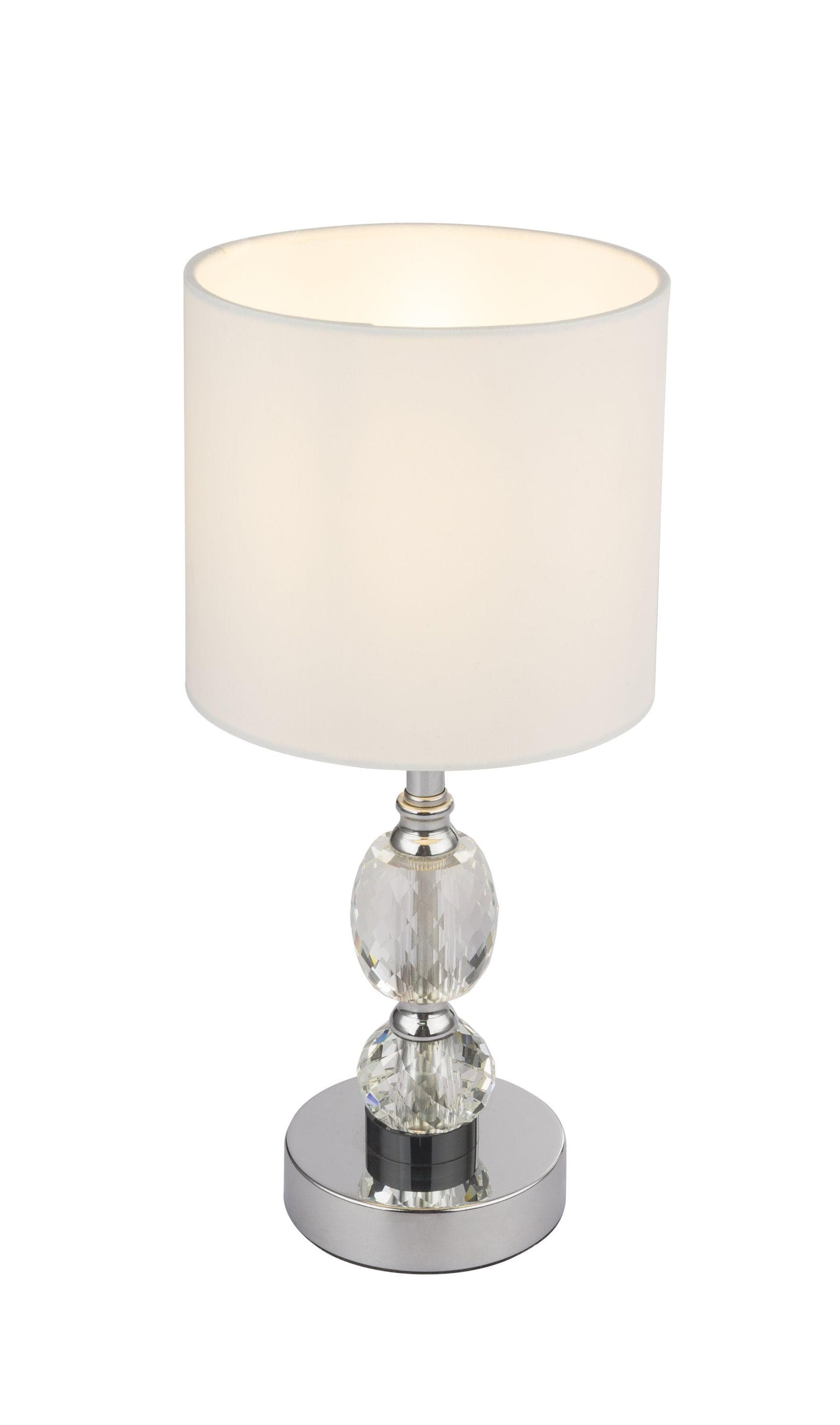 GLOBO LIGHTING Tischleuchte Kristallglas mit Textilschirm
