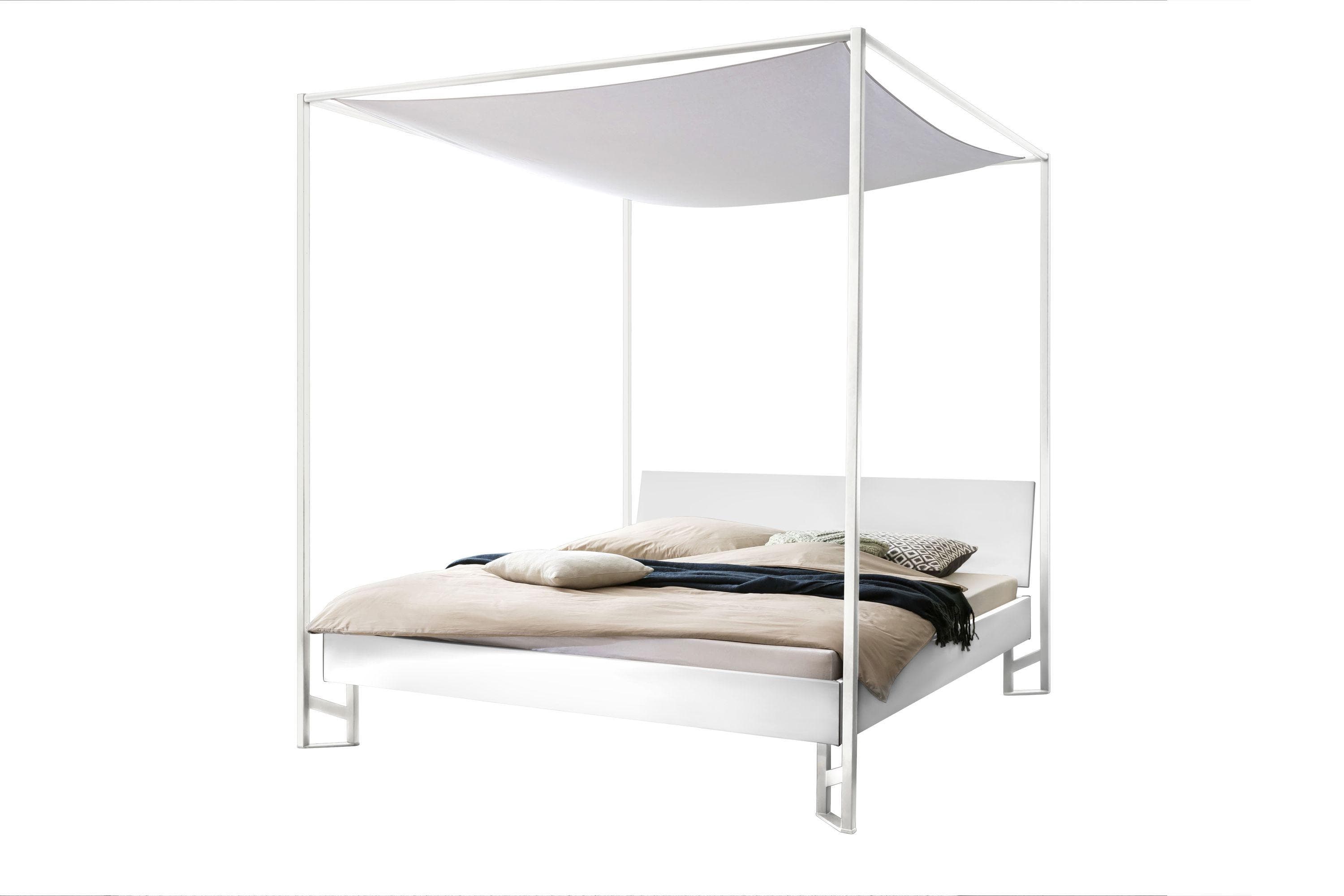 Modernes Himmelbett in Weiß aus MDF und Metall