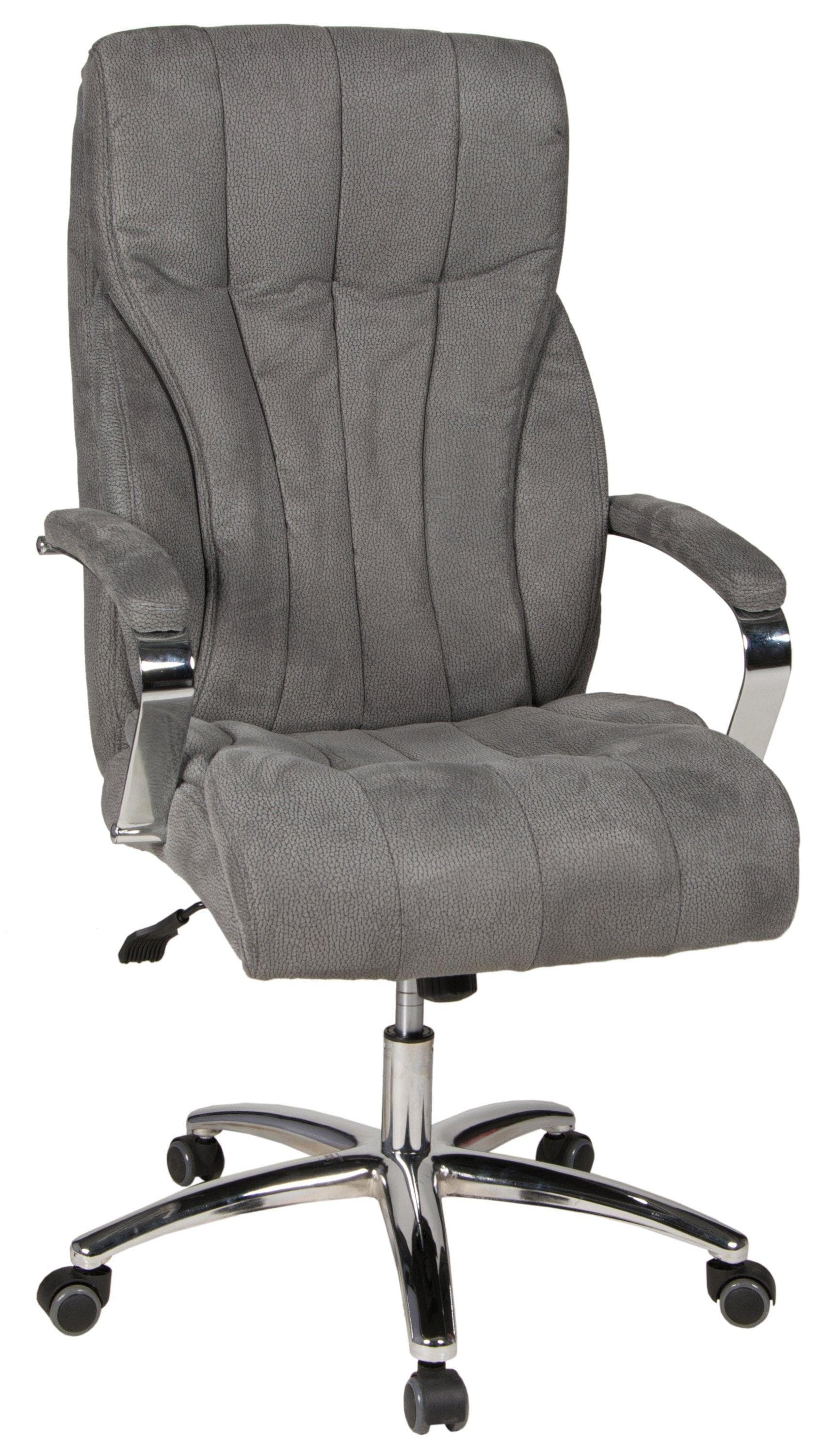 AMITY XXL Chefsessel - Grau Microfaser mit Lendenwirbelstütze und Armlehnen