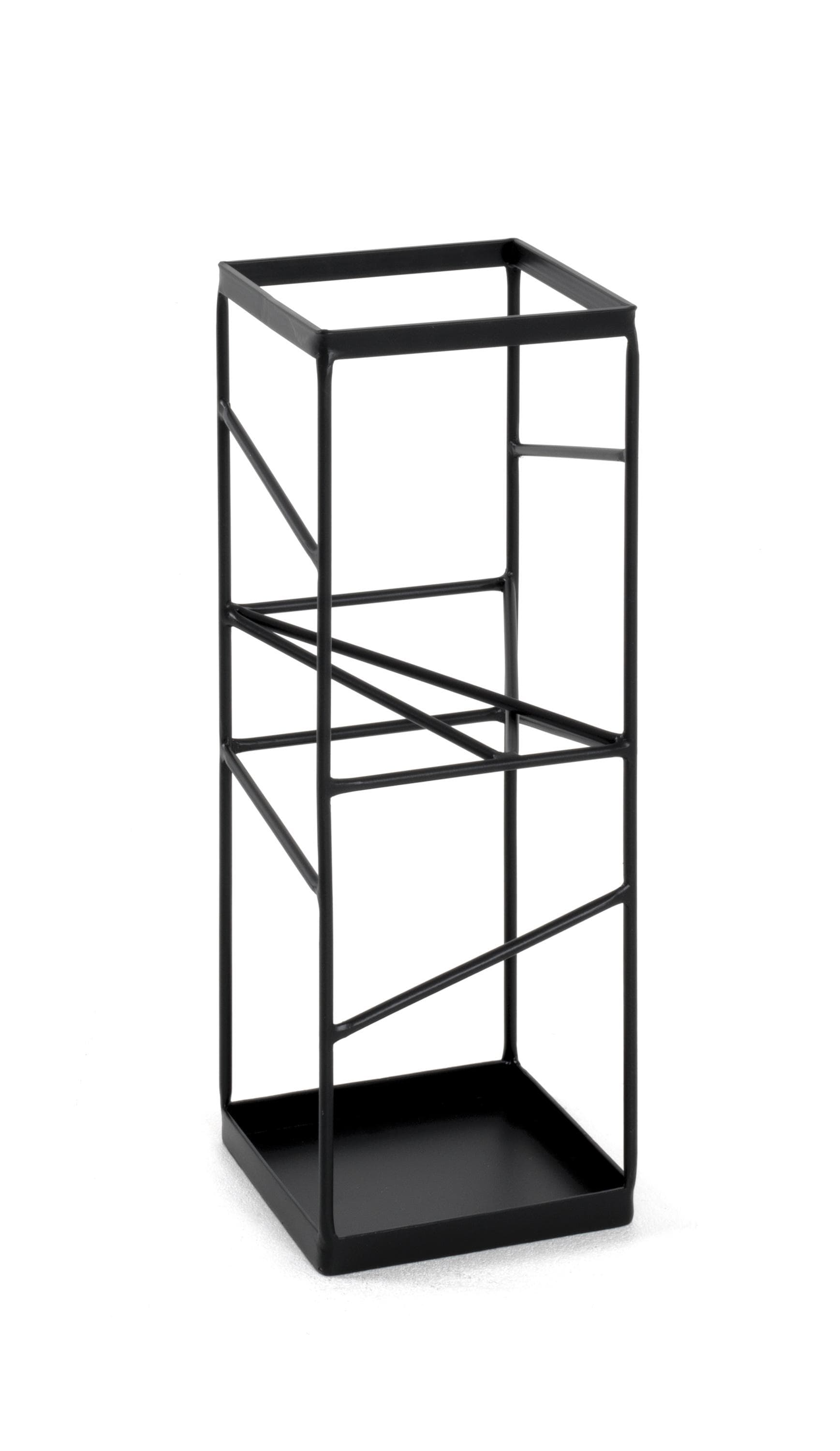 HAKU Schirmständer Aller - Schwarz Lackiert aus Stahlrohr mit Abtropfschale