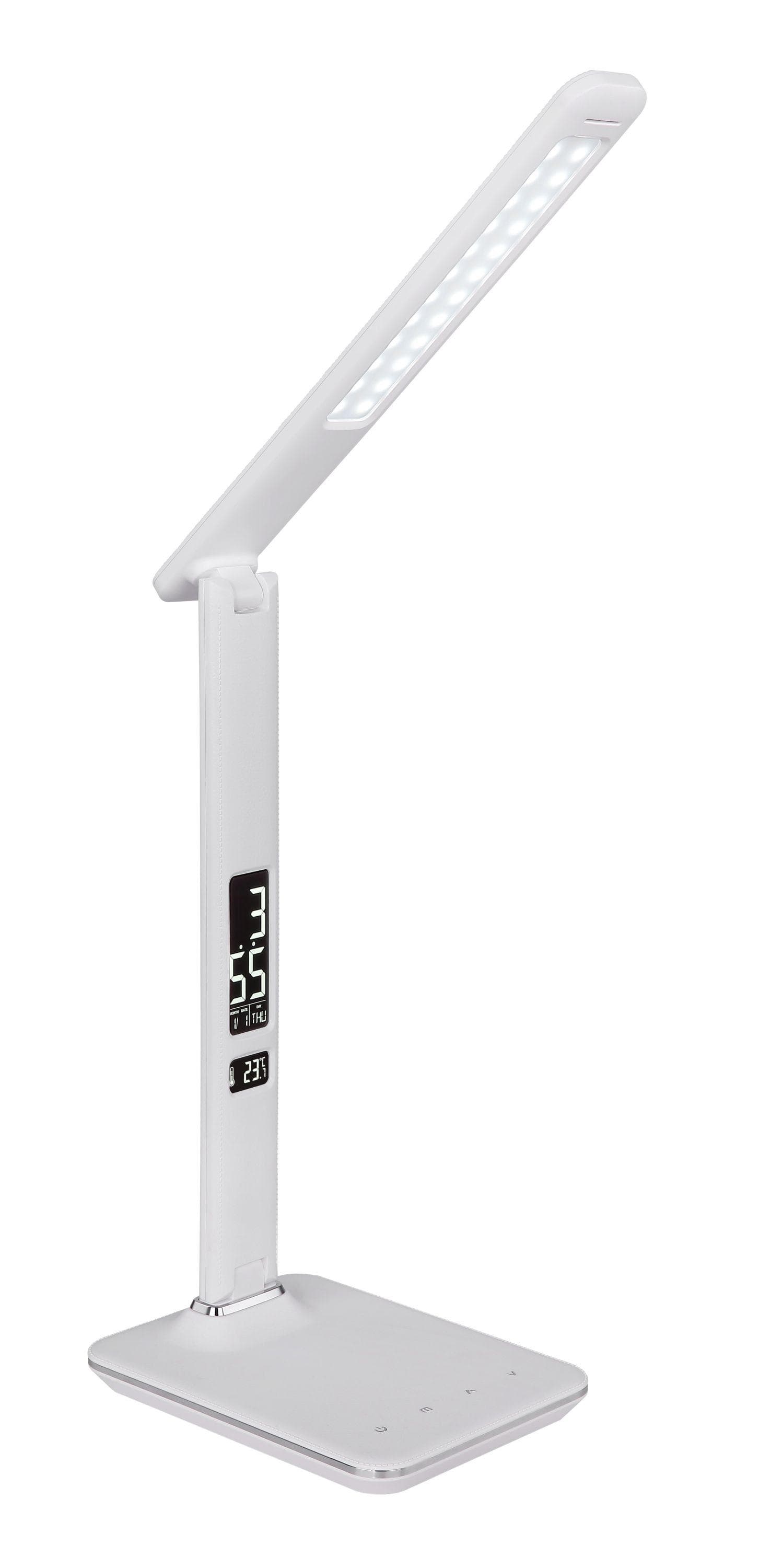 GLOBO LIGHTING Schreibtischlampe LED - Chrom Lederoptik, Dimmbar