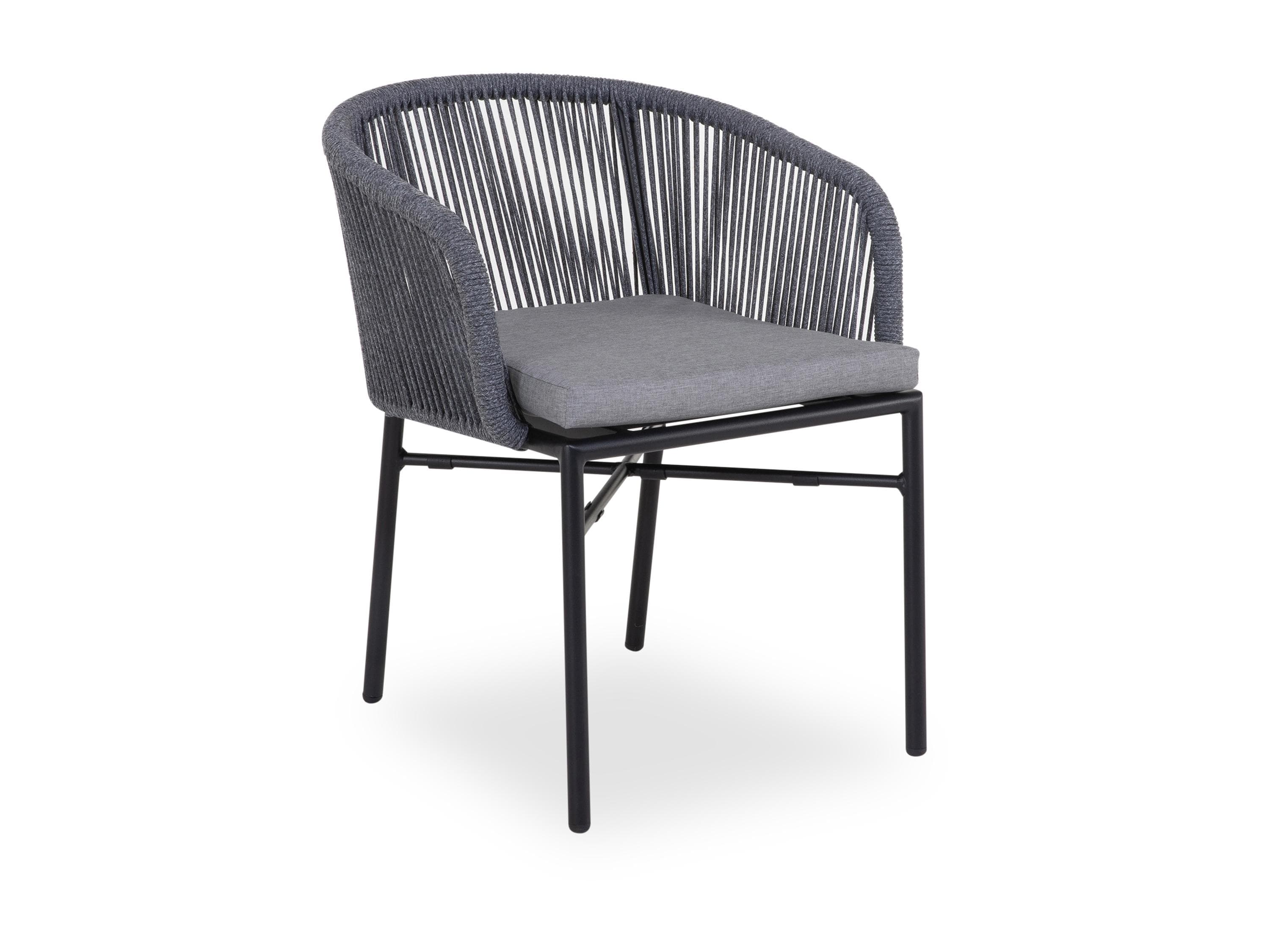 Grauer Stapelgartenstuhl aus Kunststoff