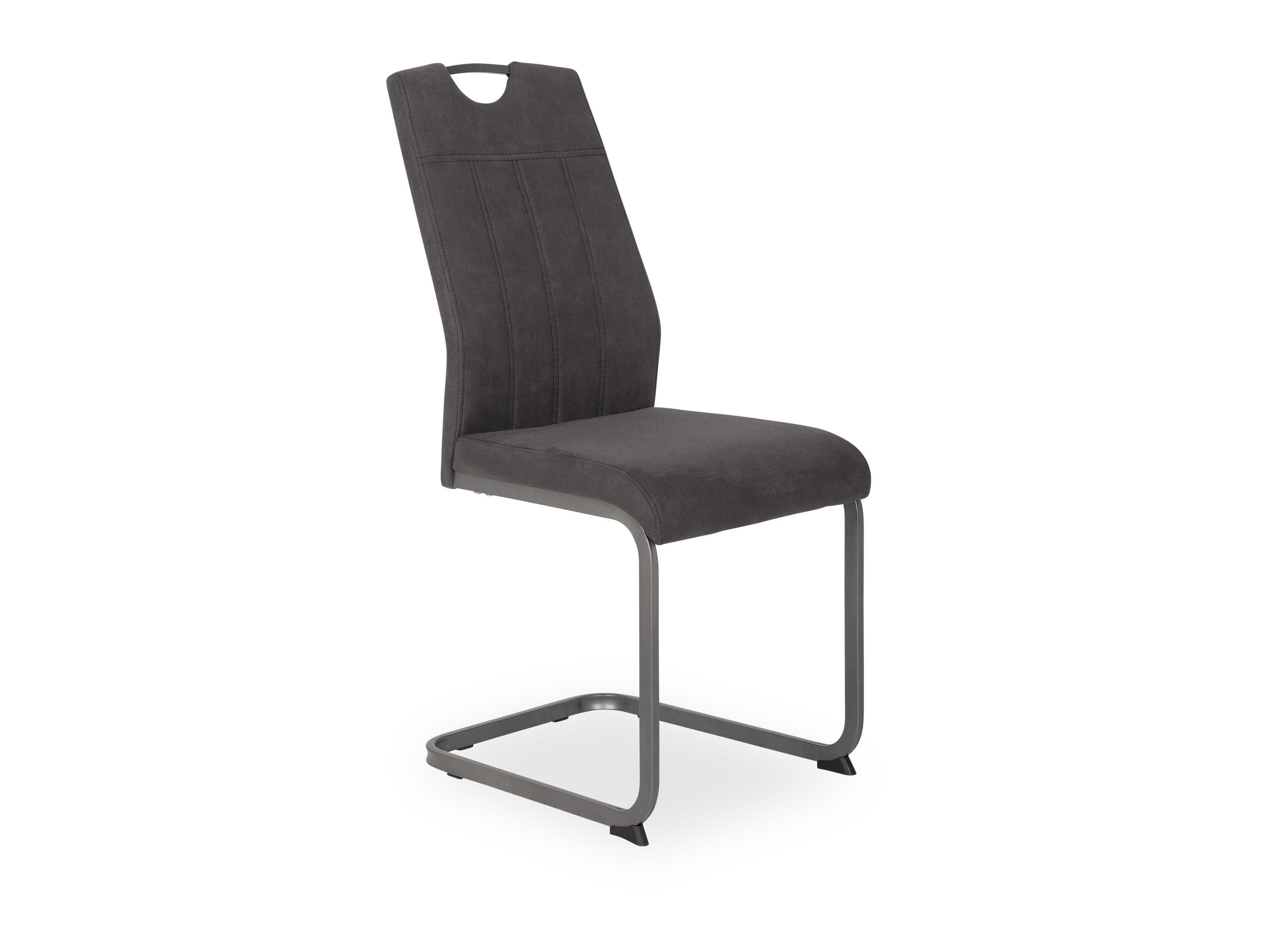 Grauer Freischwinger Esszimmerstuhl mit Polsterung