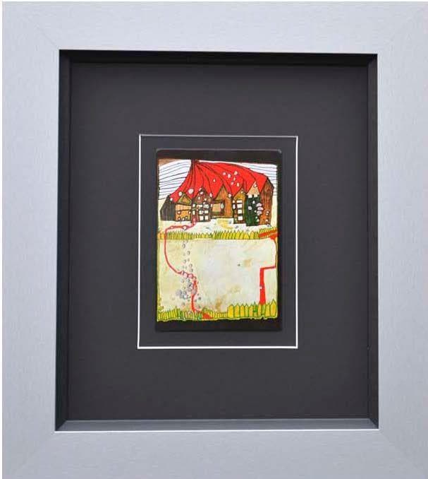 Kunstdruck HUNDERTWASSER Gerahmt Schwarz Bunt