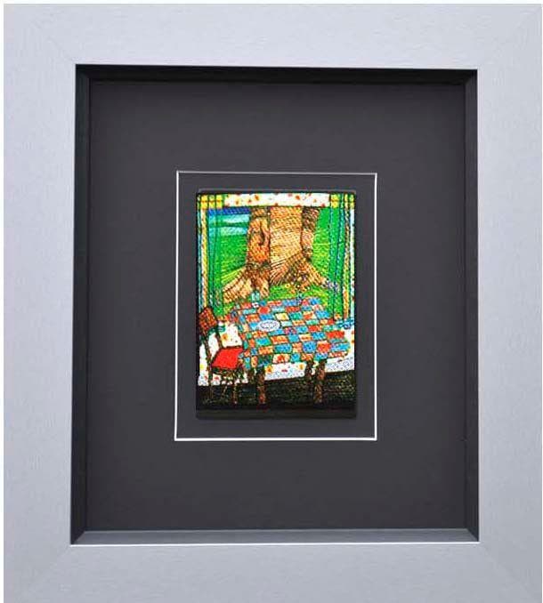 Kunstdruck HUNDERTWASSER Schwarz Bunt Gerahmt