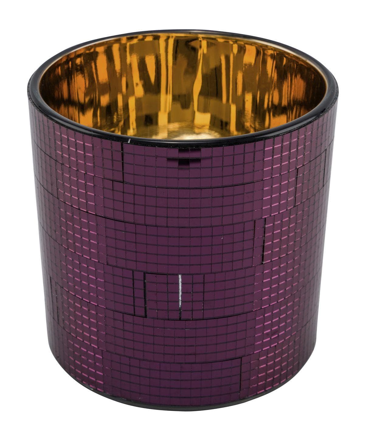 Teelichthalter MOSAIK Lila/Gold Mosaikartig Glas