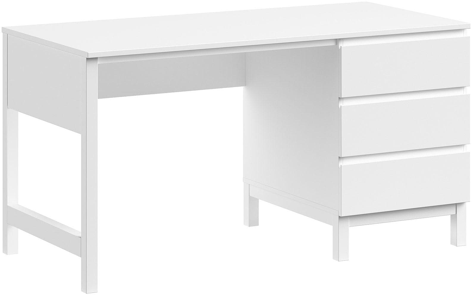 Vipack Kinderschreibtisch Weiß Lackiert mit großer Schreibfläche und 3 geräumigen Schubladen