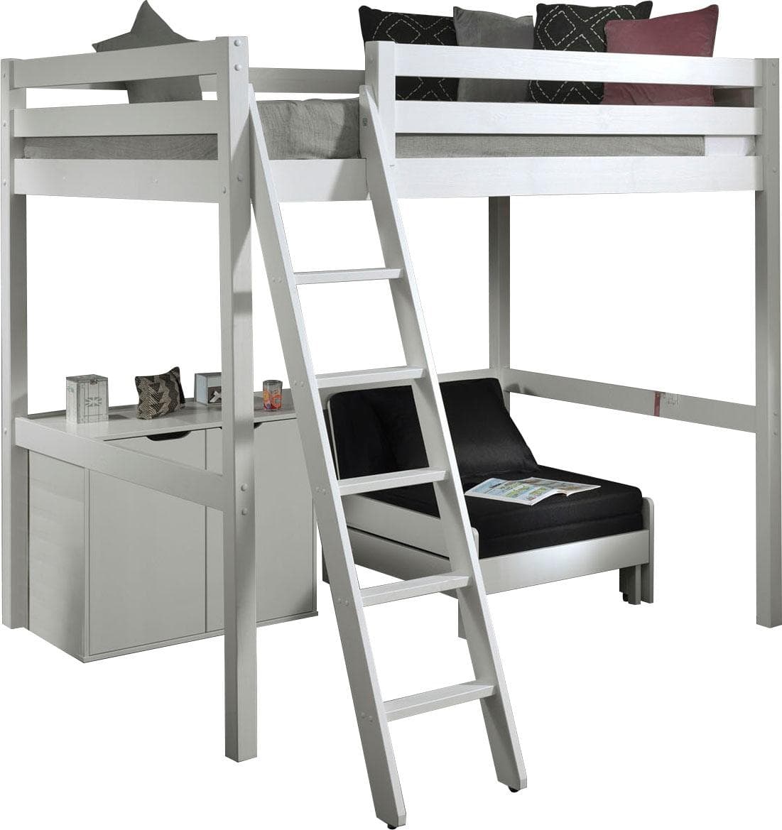 Hochbett mit Kommode und Schlafsessel