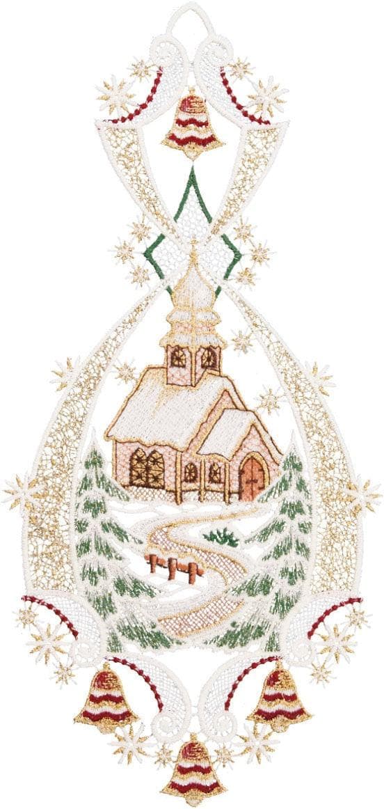 Fensterbild "Landschaft Kirche" Gr. 1 Bunt W. REUTER & SOHN - PLAUENER SPITZE