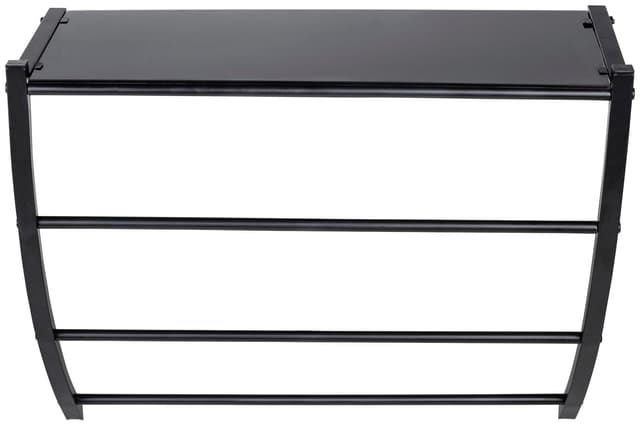 Glaswandregal mit 3 Handtuchhaltern - Schwarz