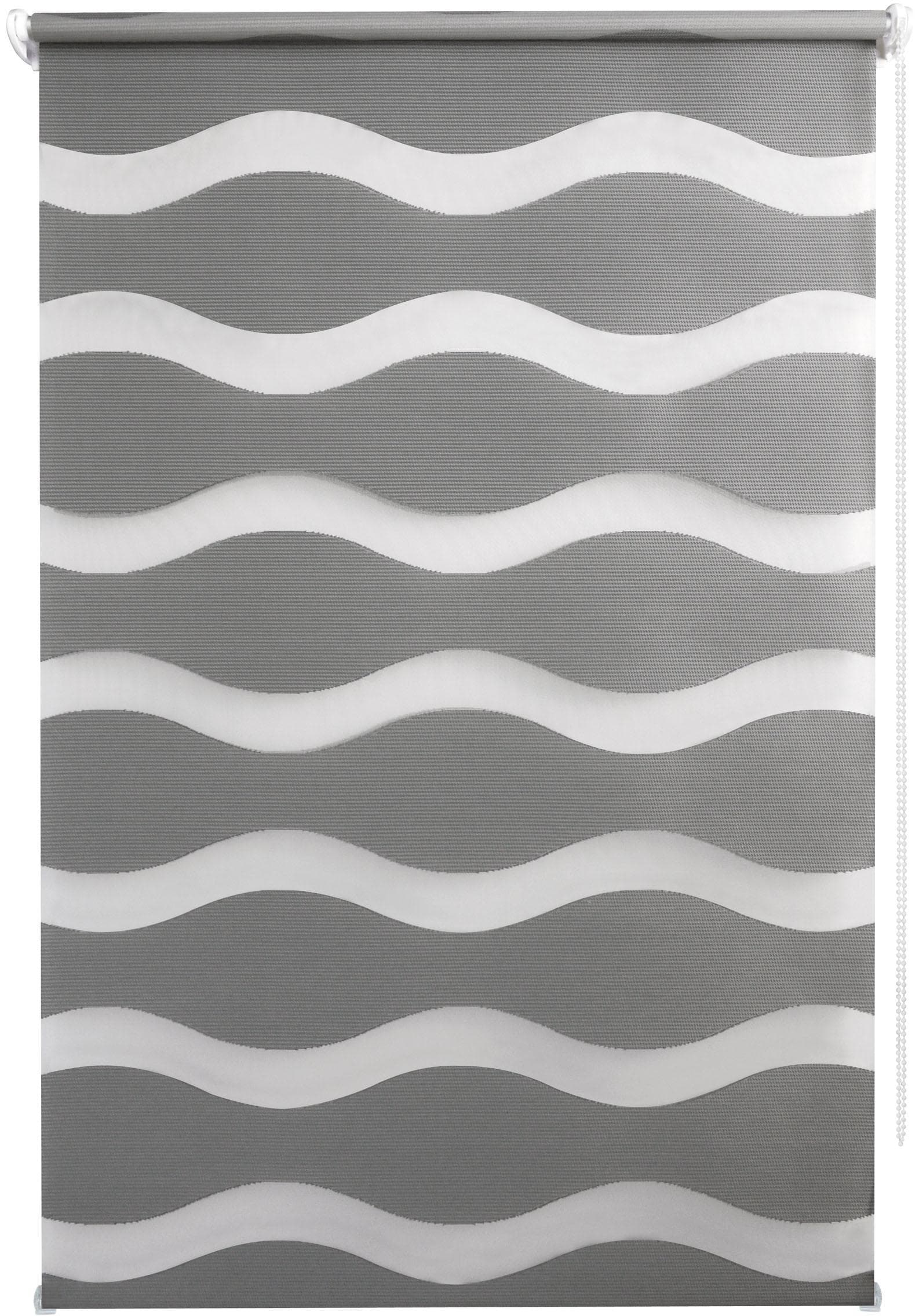 Doppelrollo GOOD LIFE WAVE Grau Klemmfix 100x150cm
