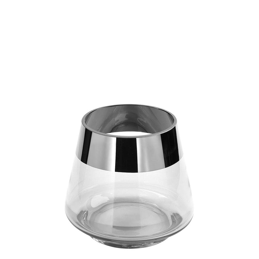 Fink Teelichthalter JONA: Eleganter Glas-Kerzenleuchter mit Silberfolie