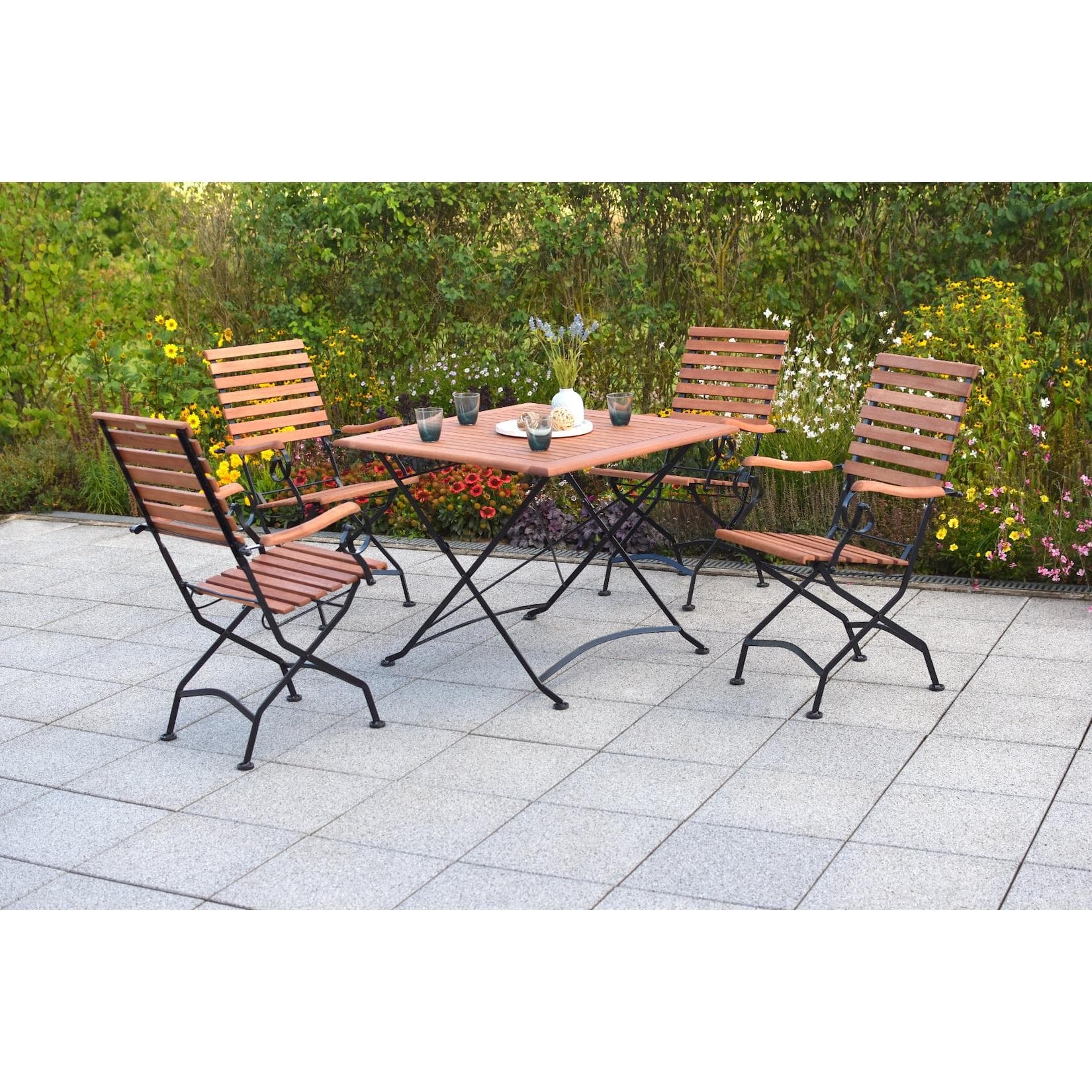 Merxx Schlossgarten Set 5tlg. Klapptisch Gartenmöbel