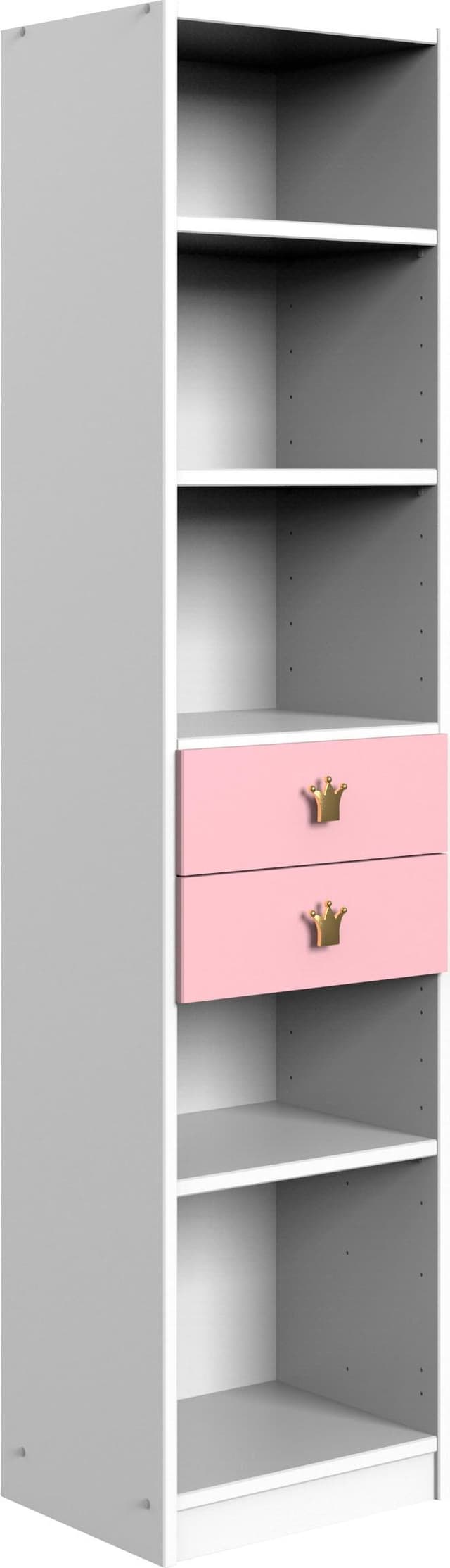 Wimex Regal CINDY2 Weiß mit Rosé-Abstetzungen - 2 Schubladen & 3 Böden