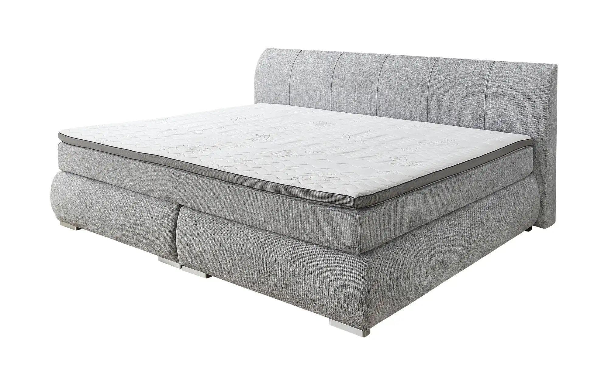 Sun Garden Boxspringbett FLINT: Grau, Stoffbezug, 7-Zonen-TFK-Matratze mit Topper