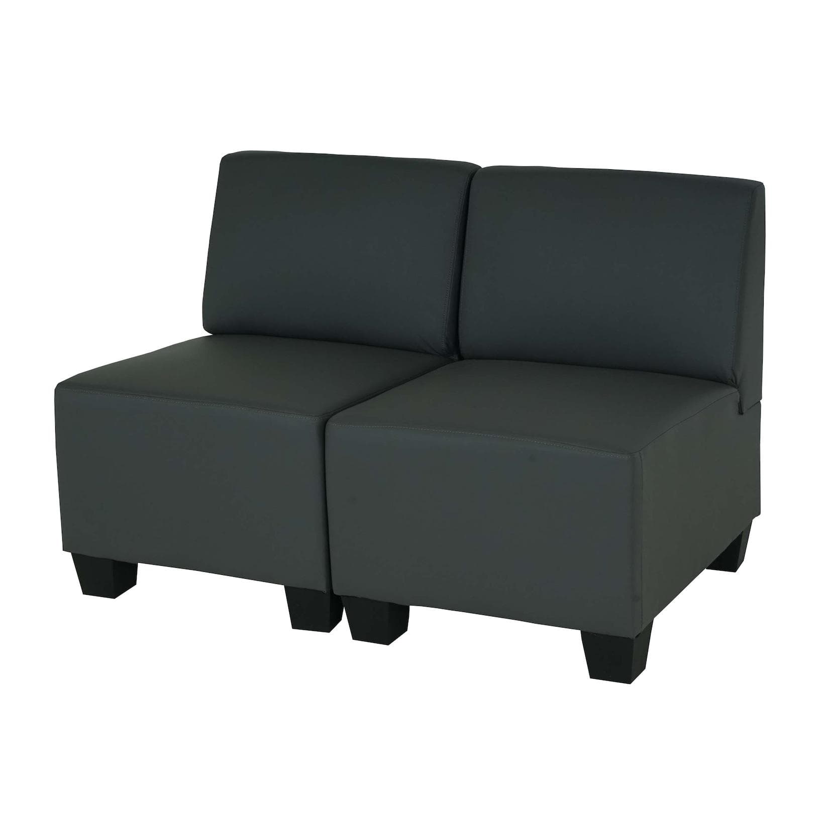Modular 2-Sitzer Sofa Couch Moncalieri Kunstleder Dunkelgrau Ohne Armlehnen