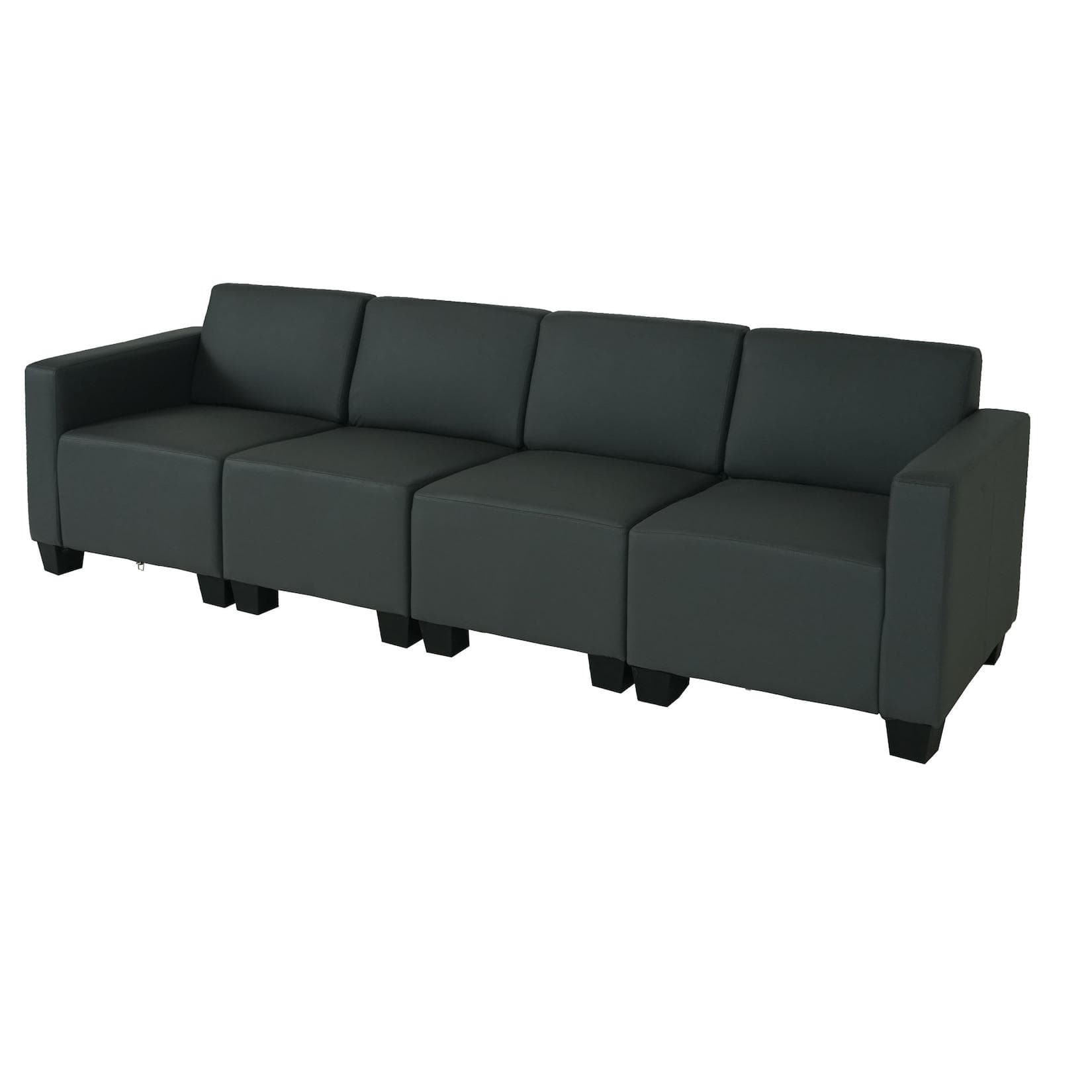 Modular 4-Sitzer Sofa Couch Moncalieri Kunstleder Dunkelgrau