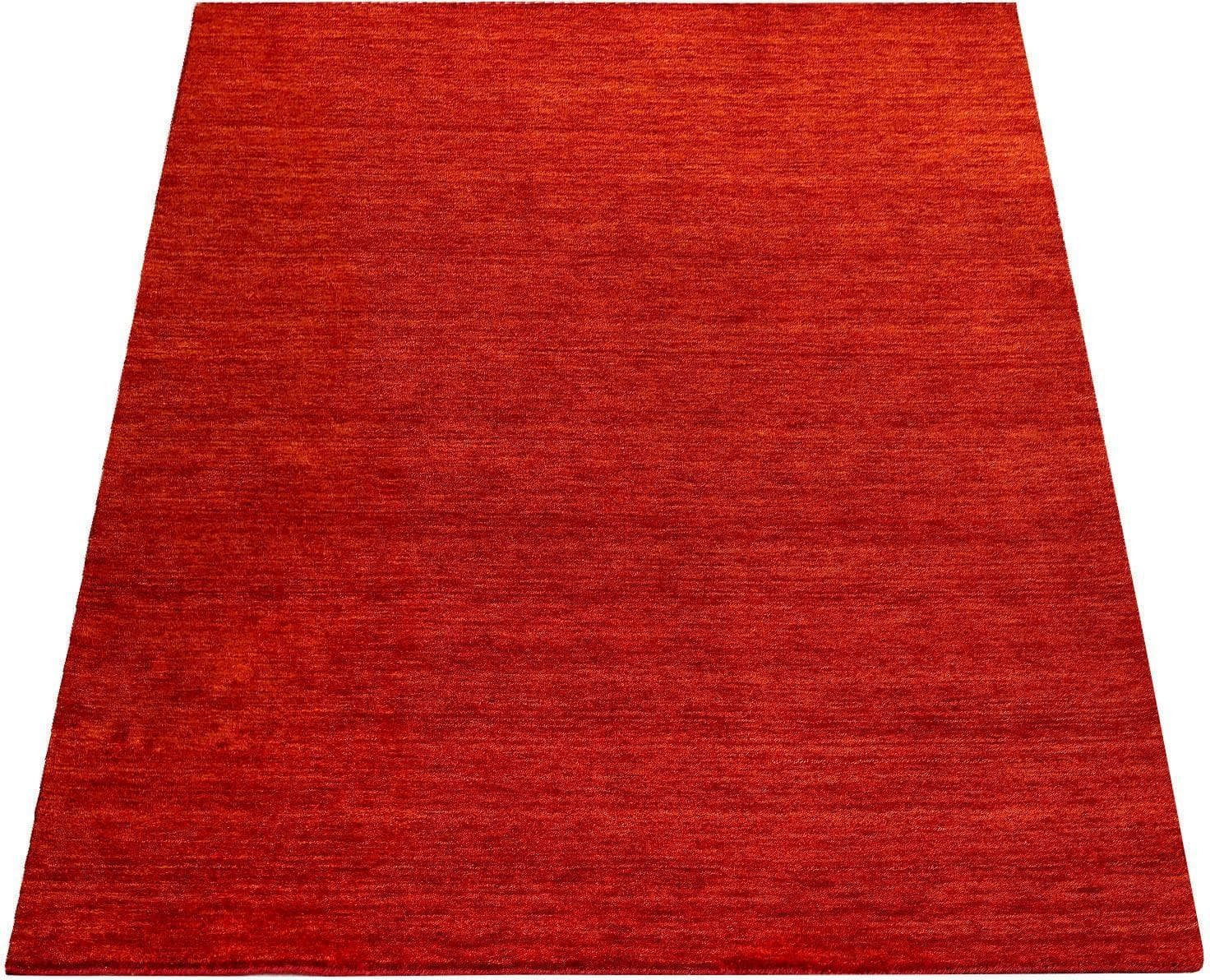 Paco Home Wollteppich Atlas 100: Handgewebter Gabbeh Teppich in Uni-Farben