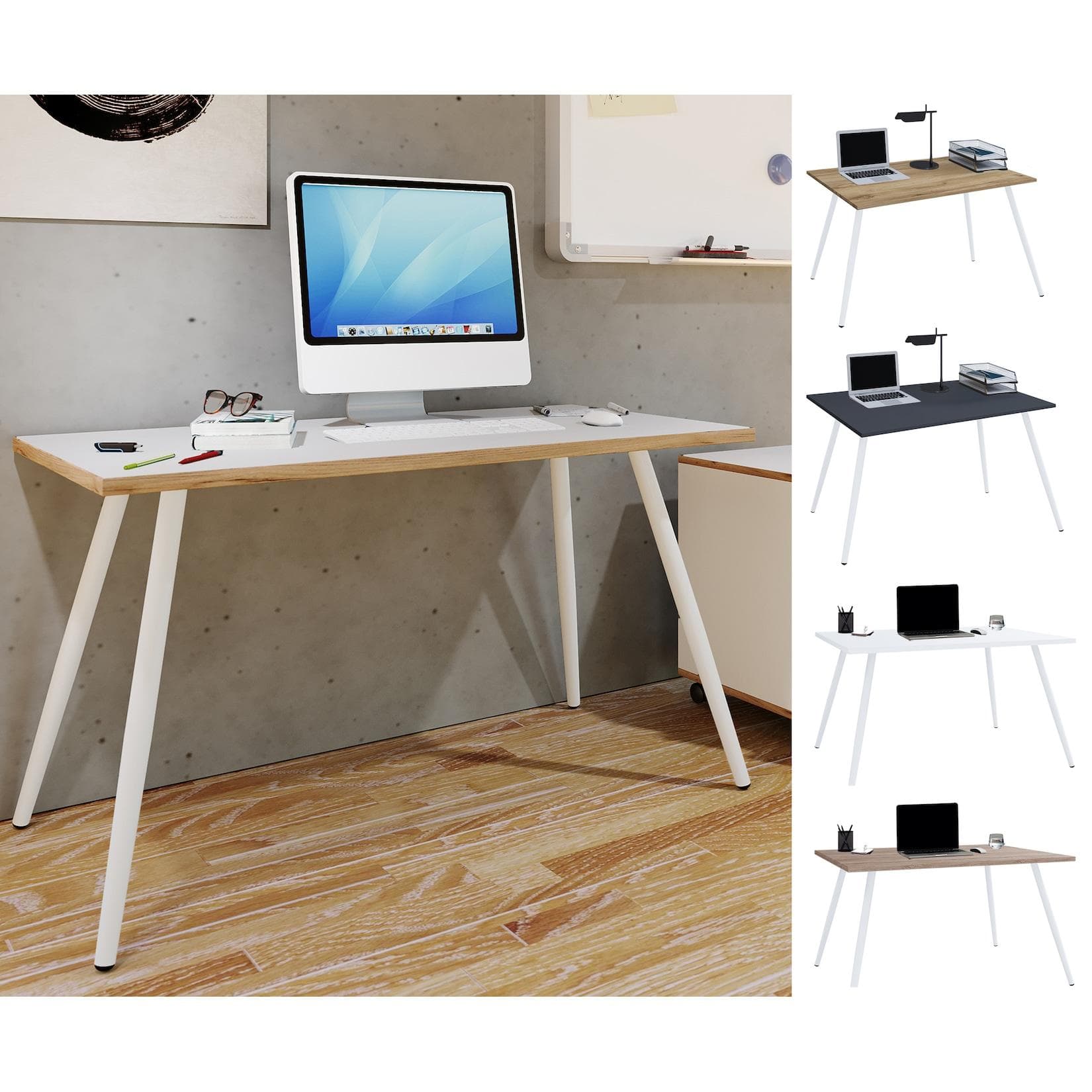 VCM Schreibtisch Computertisch Bürotisch Skandinavischer Retro Look Salia