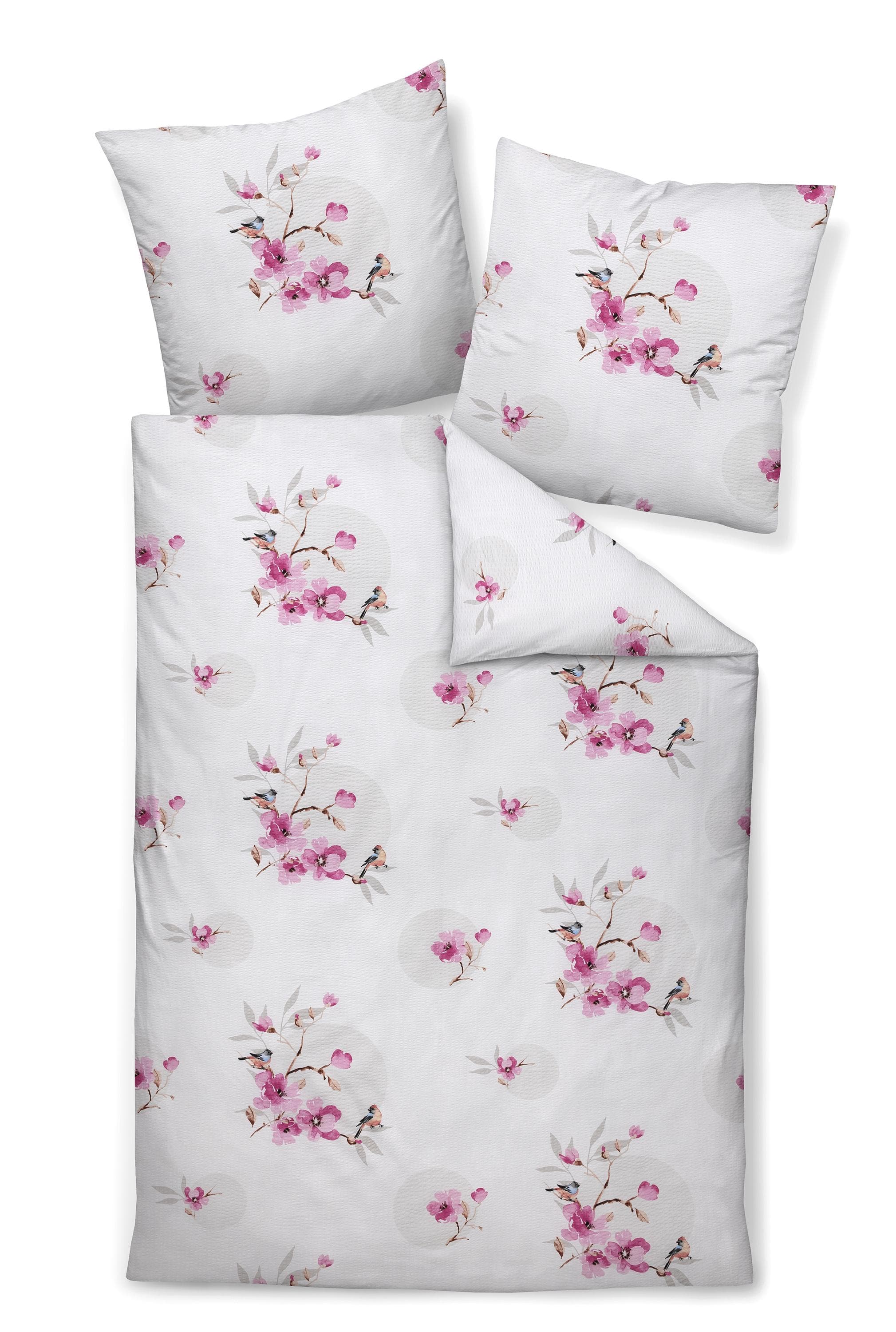 Janine Bettwäsche Tango - Orchideenrosa Mako-Soft-Seersucker mit Reißverschluss