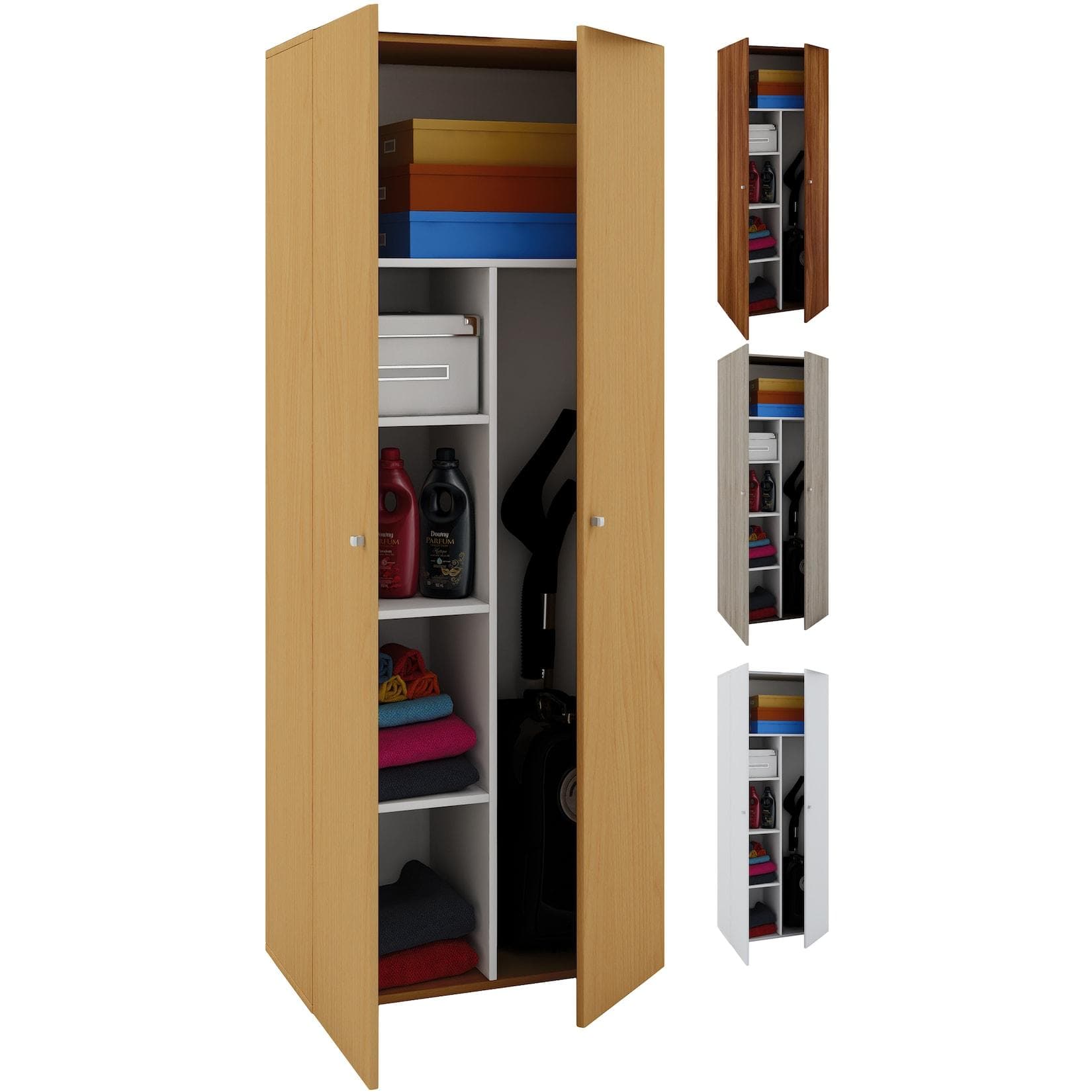 VCM Vandol Mehrzweckschrank Holz - Staubsaugerfach & Fachbodeneinteilung