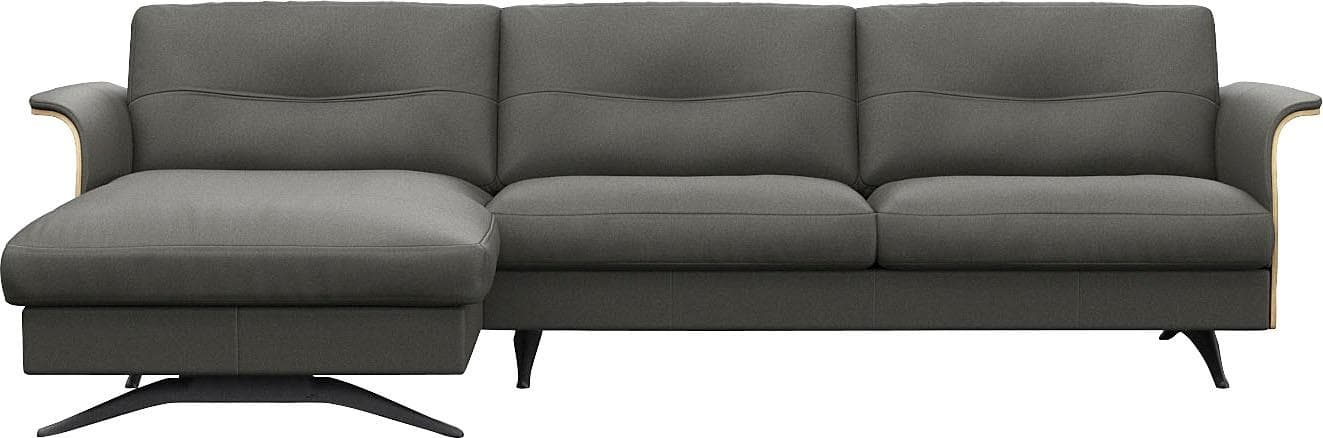 Flexlux Ecksofa Glow L-Form Echtleder Grau