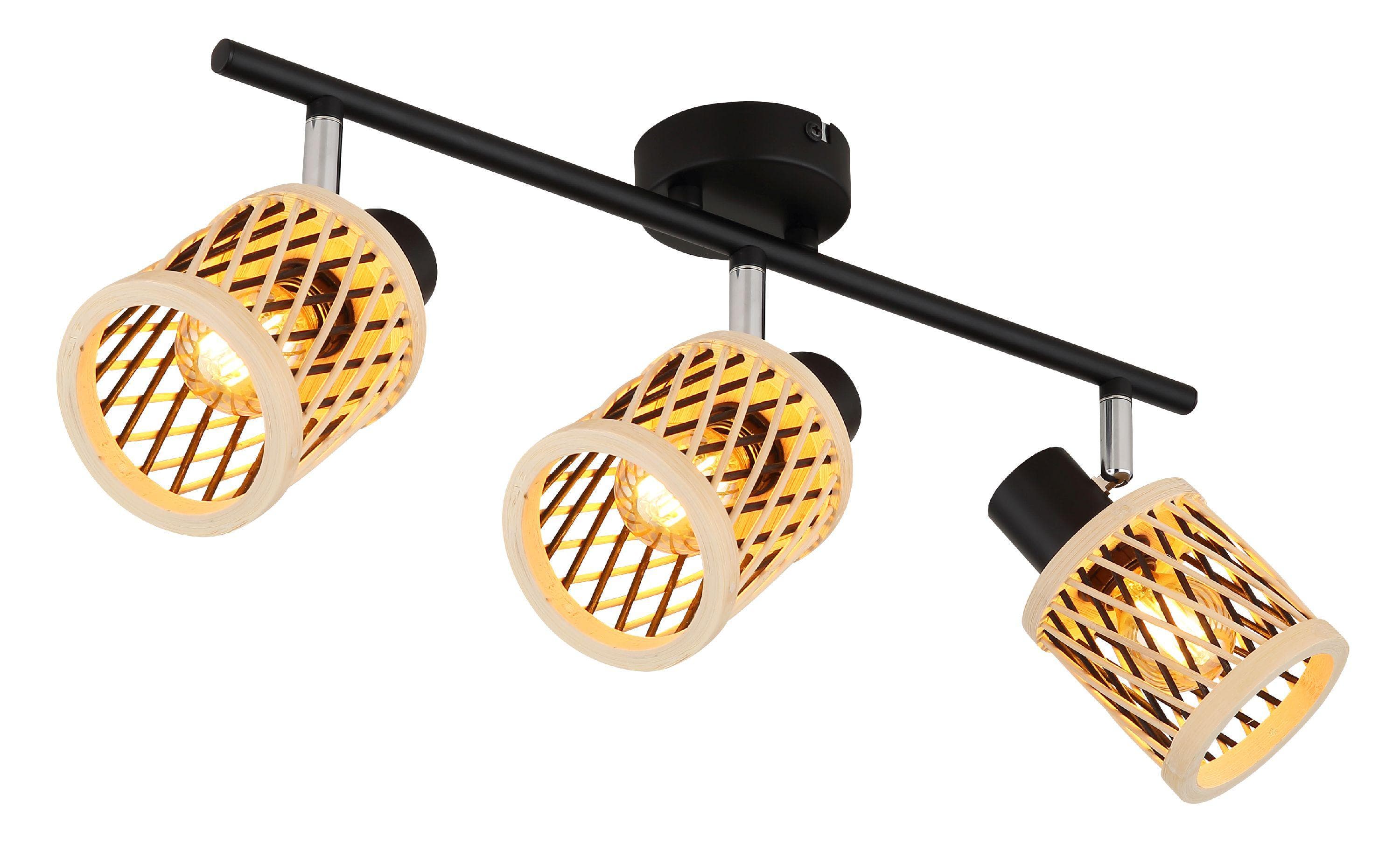 Strahler MALI Metall Schwarz Matt Bambus Naturfarben