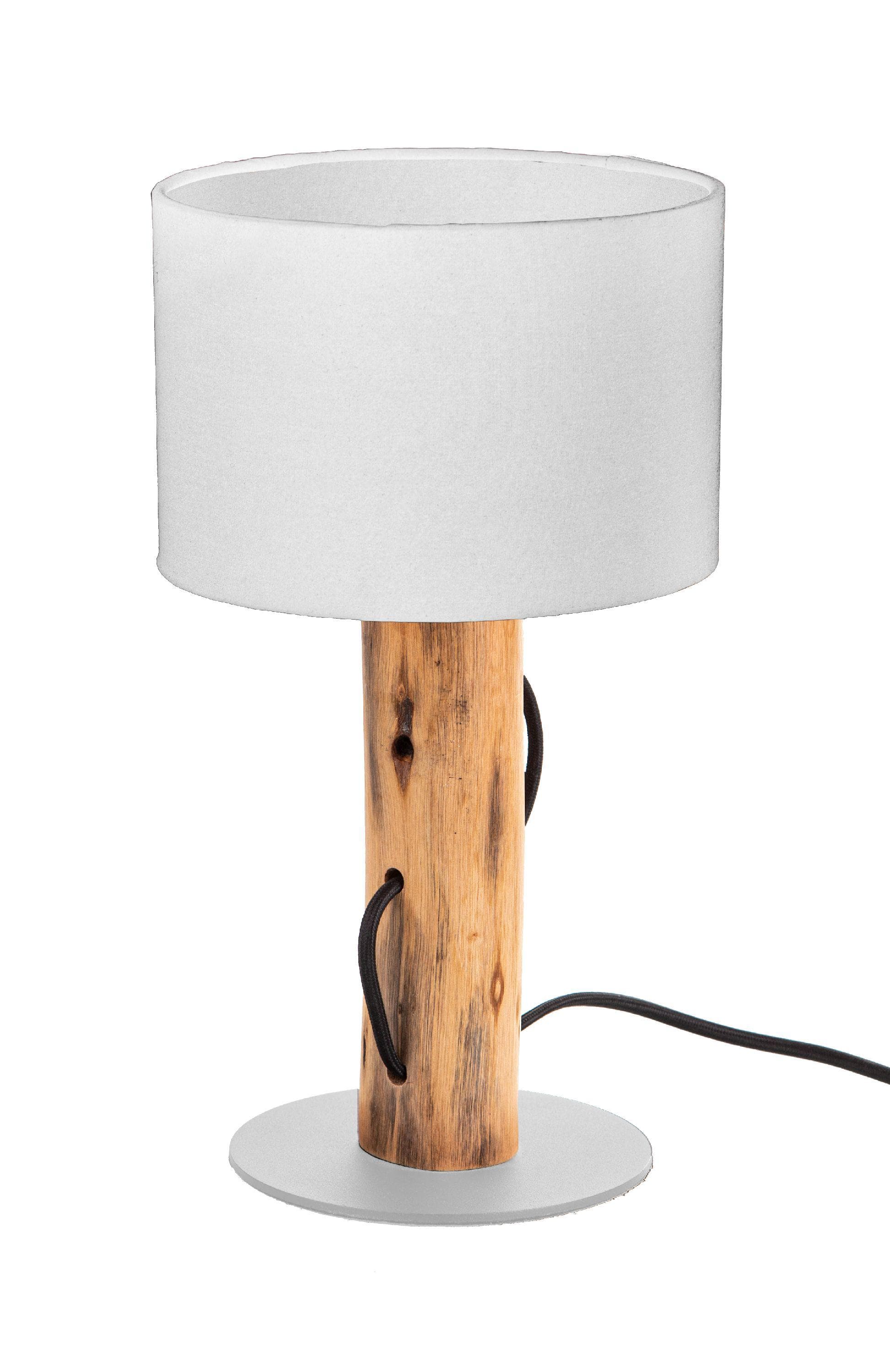 NOWA Tischleuchte NORIN: Holz Naturfarben, E14 Fassung, Rustikaler Charme