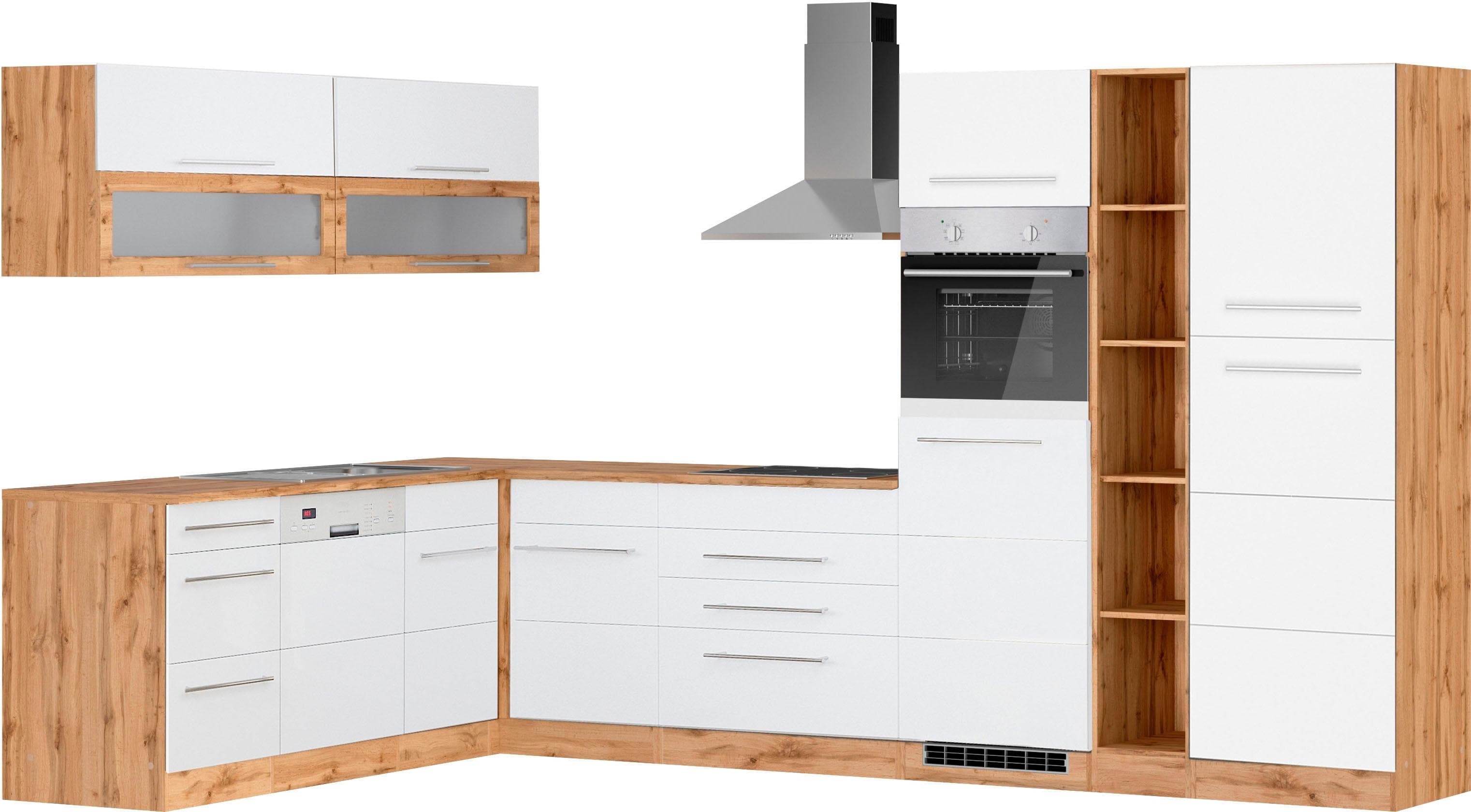 Winkelküche KOCHSTATION "KS-Wien" Weiß Wotaneichefarben