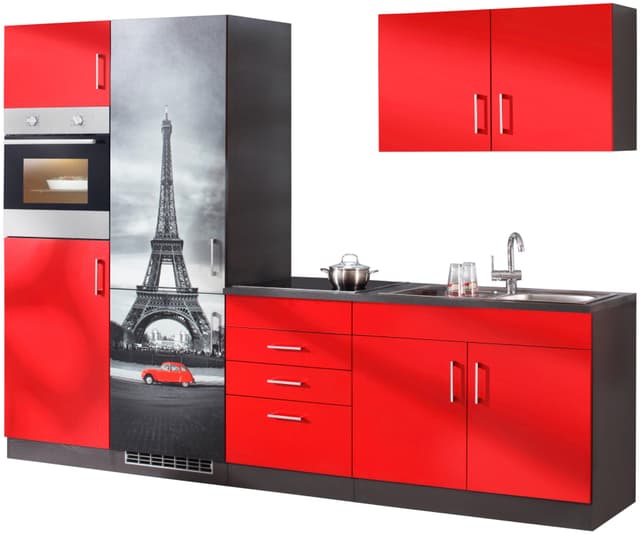 KOCHSTATION Küchenzeile KS-Paris: Modernes Design mit Digitaldruck-Motiven