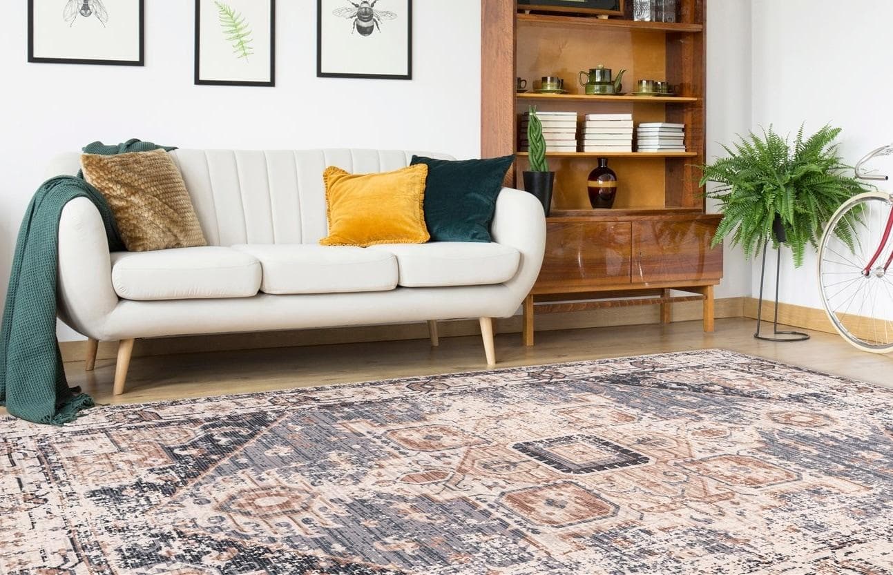 Calo-Deluxe Teppich Emin 500: Vintage Baumwollteppich fürs Wohnzimmer