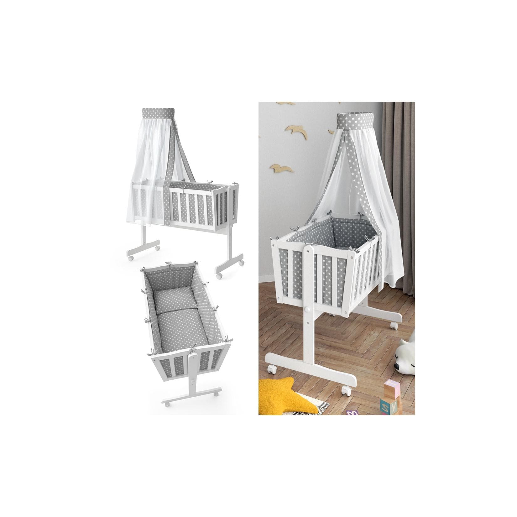 Weiches Babybett in Weiß mit Kapuze