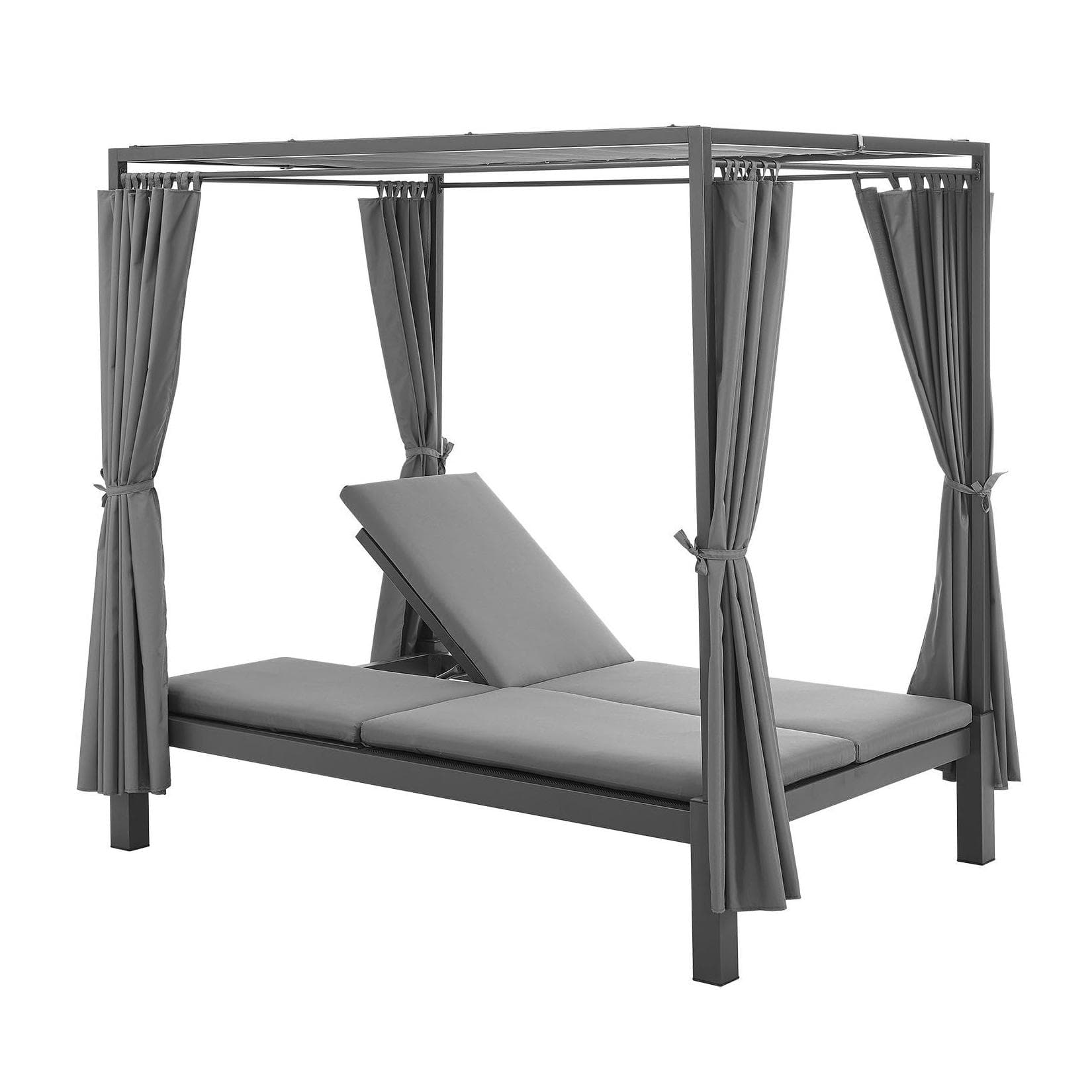 Verstellbare Doppelliege mit Sonnen- und Sichtschutz & Polster