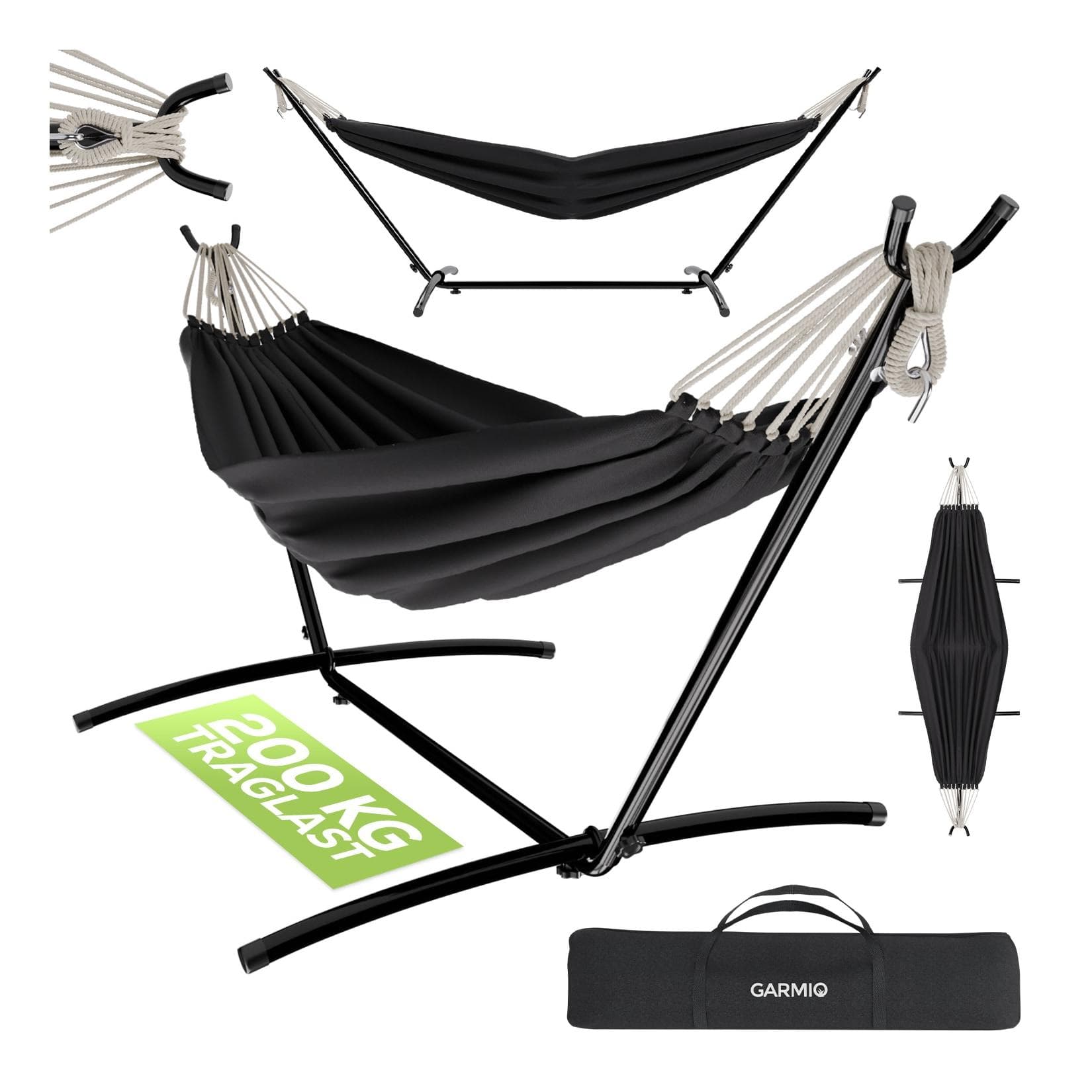 GARMIO Hängematte mit Gestell, 200kg Belastbarkeit