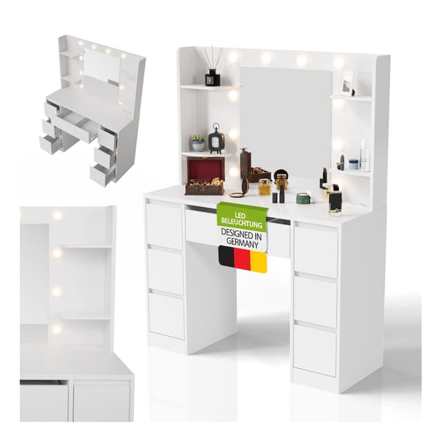 Juskys Schminktisch Malia LED-Beleuchtung