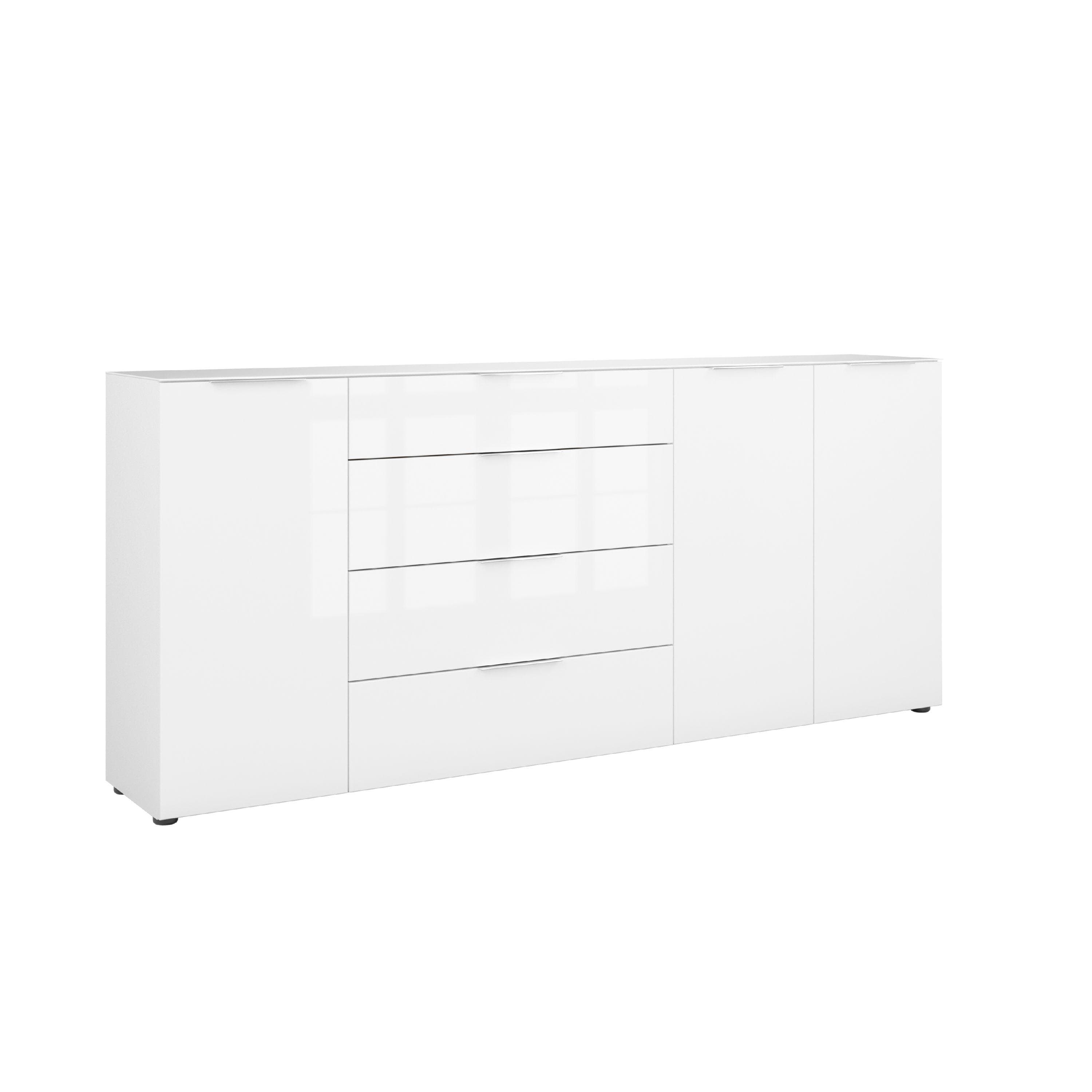 Sideboard MANJANA MÖBEL Style Weiß Matt Weißglas Metallchrom