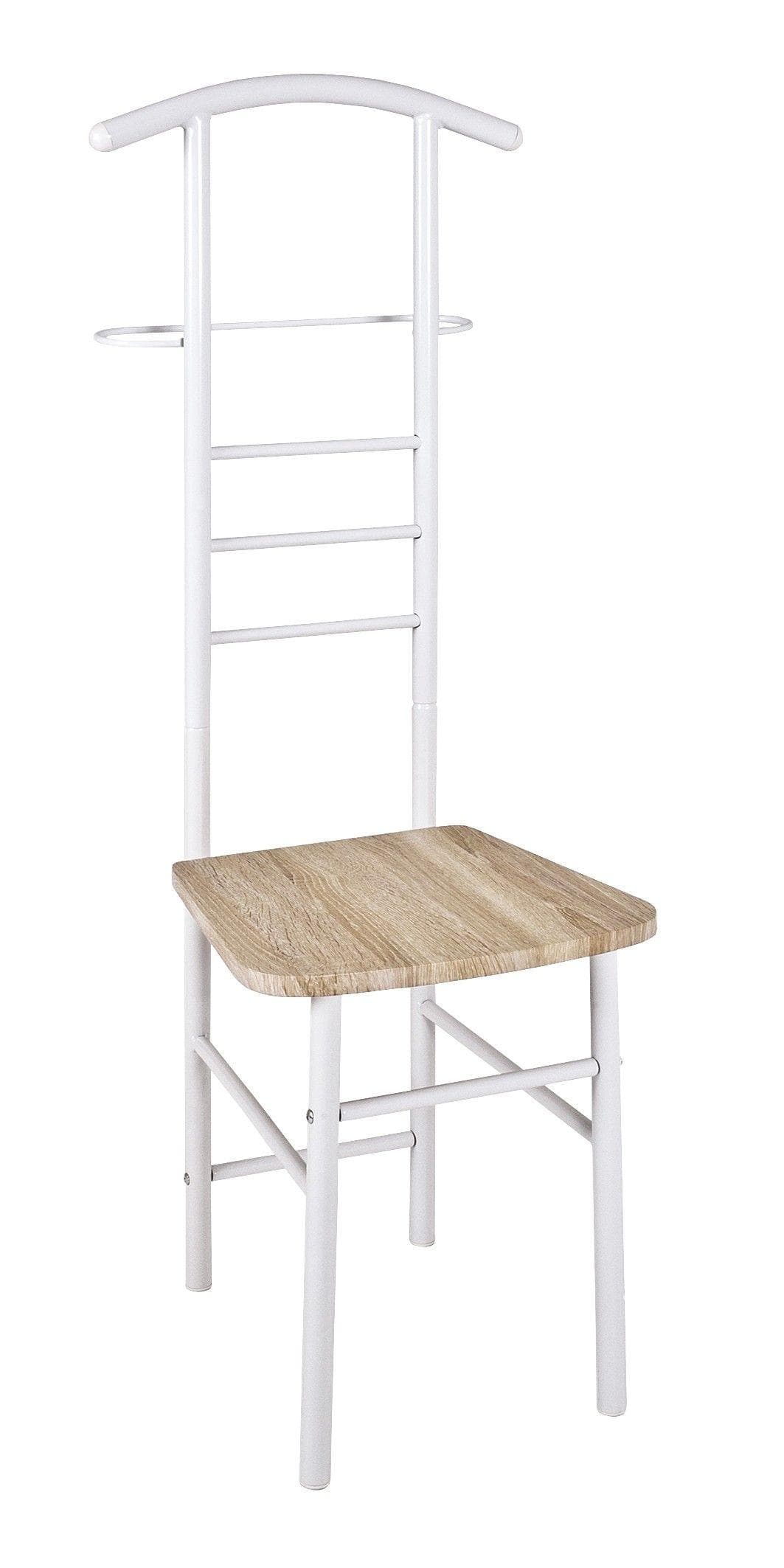 Weißer Herrendiener mit Eichenholz-Dekor