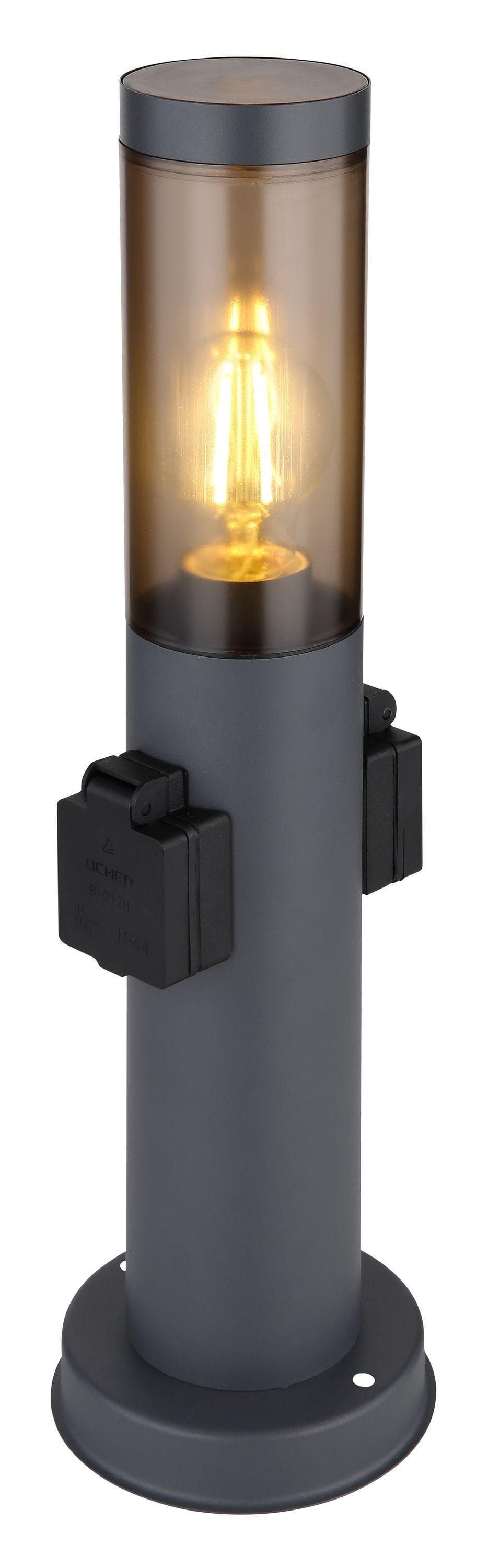 GLOBO LIGHTING Anthrazit Außen-Stehlampe mit Steckdose