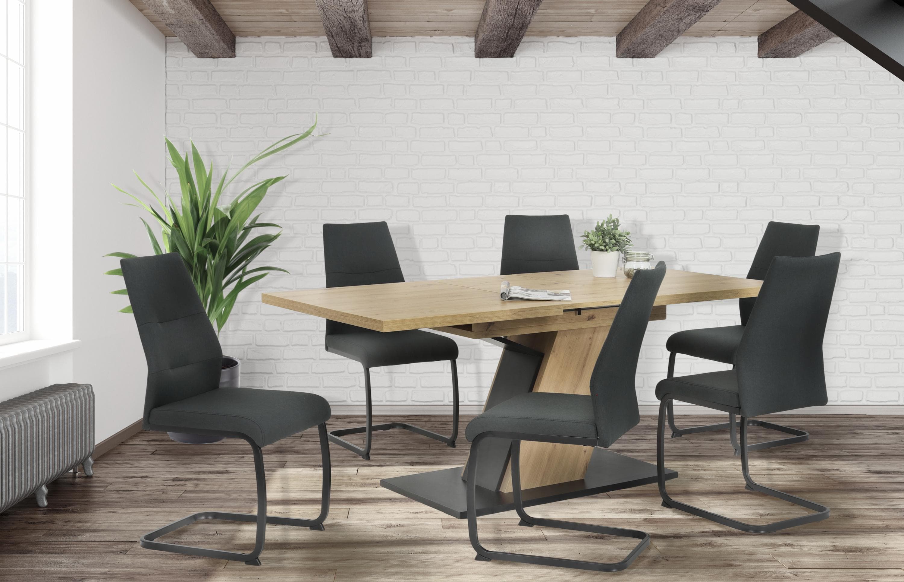 Tischgruppe JEANETTE Eiche Dekor Anthrazit