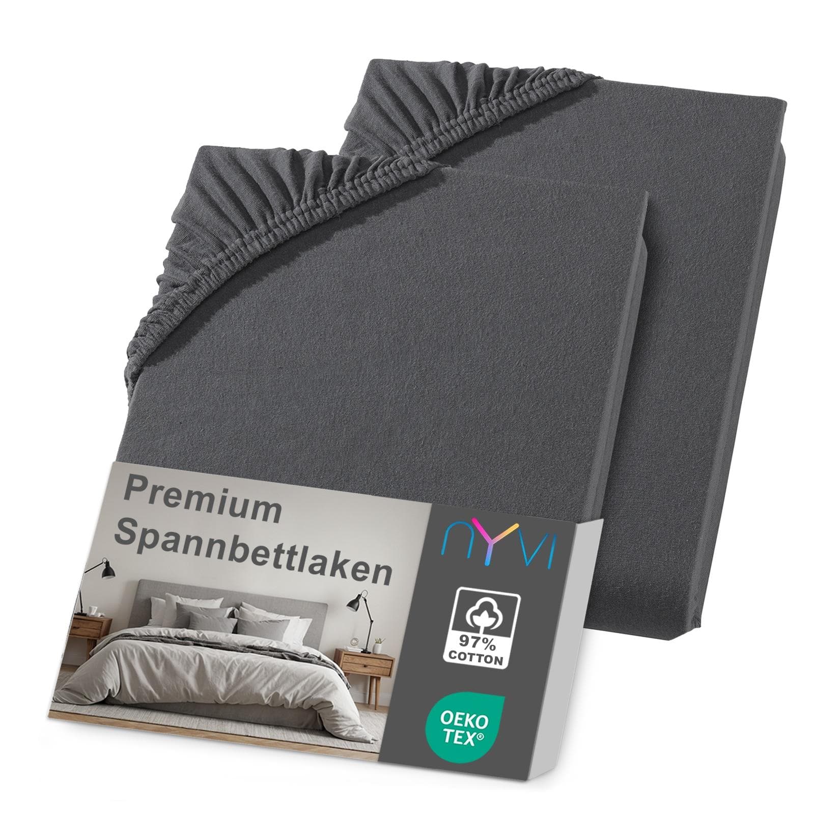 NYVI Spannbetttuch DreamScience Premium Komfort Anthrazit