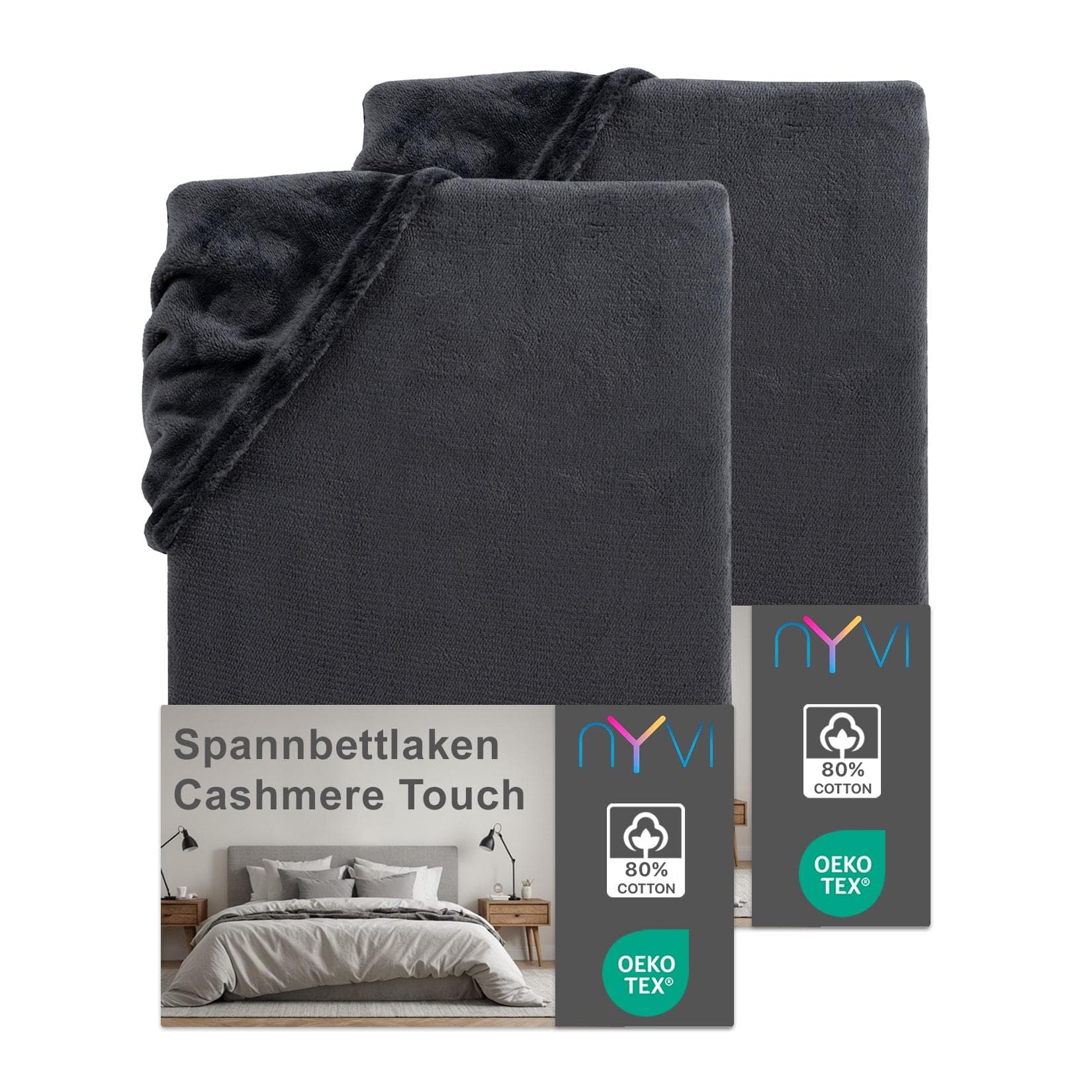 NYVI Spannbettlaken DreamScience Cashmere Touch Anthrazit