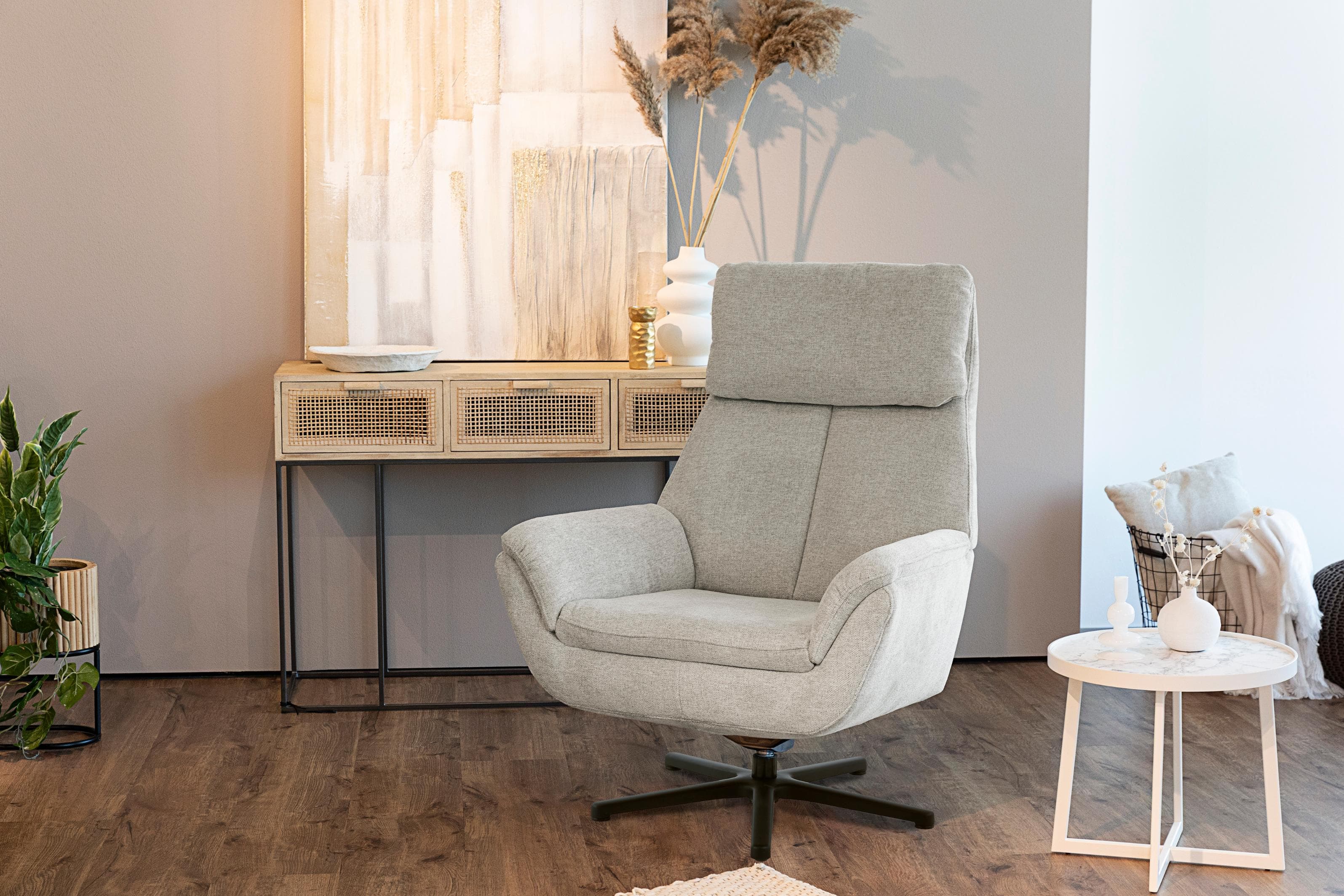 Relaxsessel DIE PLANBAR MP-RS20079 Beige 360° drehbar Kaltschaumpolsterung