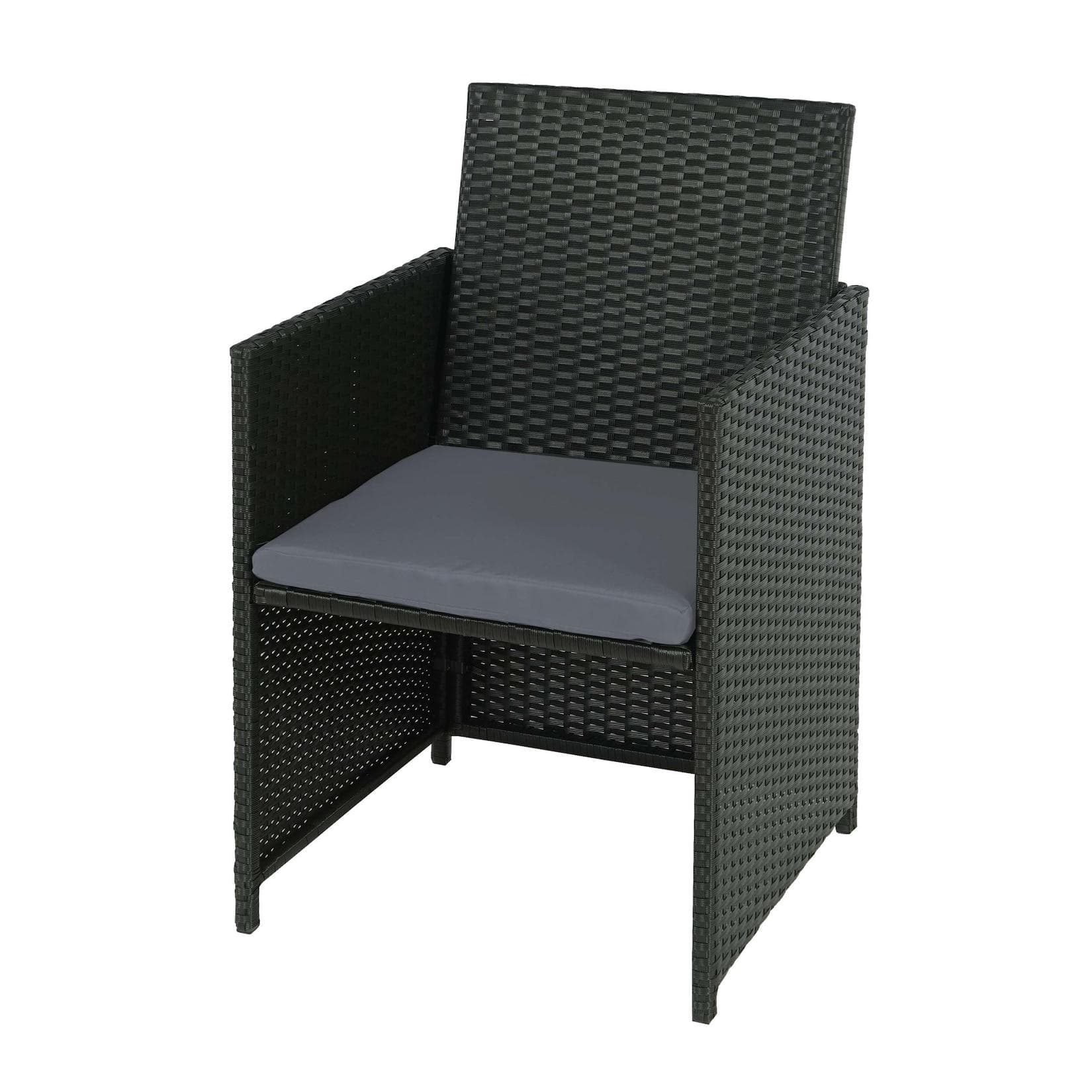 Poly-Rattan Gartenstuhl MCW-K35 Korbsessel Balkonstuhl Schwarz