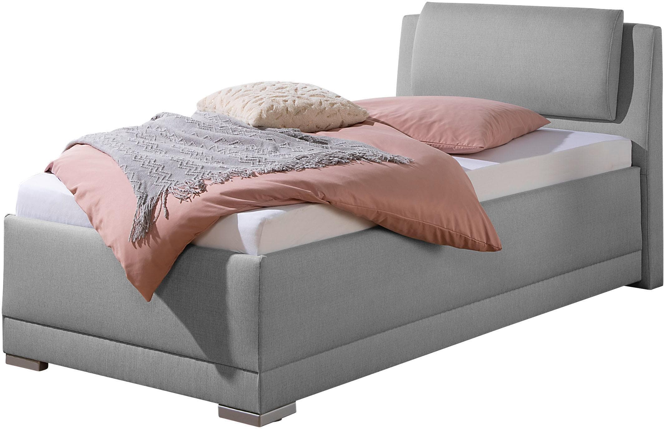 Polsterbett mit Bettkasten und verstellbarem Kopfteil - Matratze H2/H3 wählbar