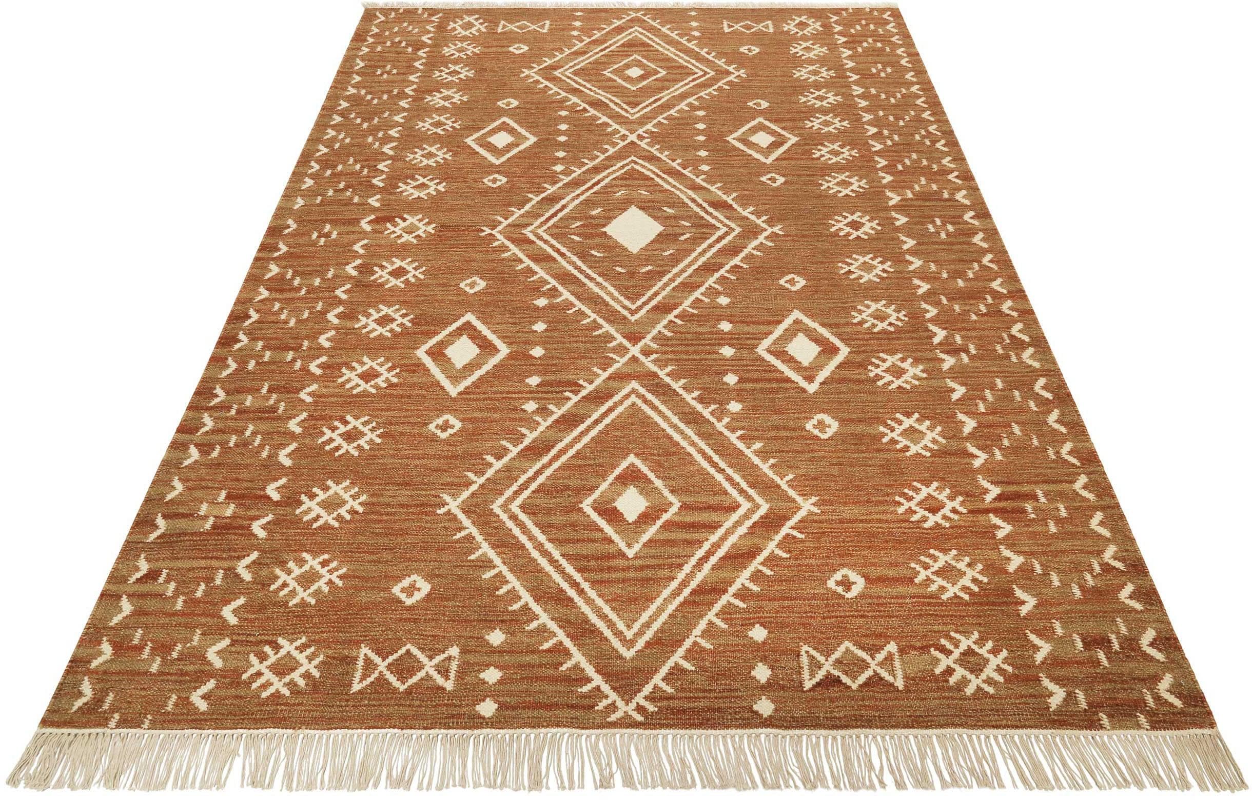 Green Looop Monaco Kelim-Teppich Braun Geometrisch