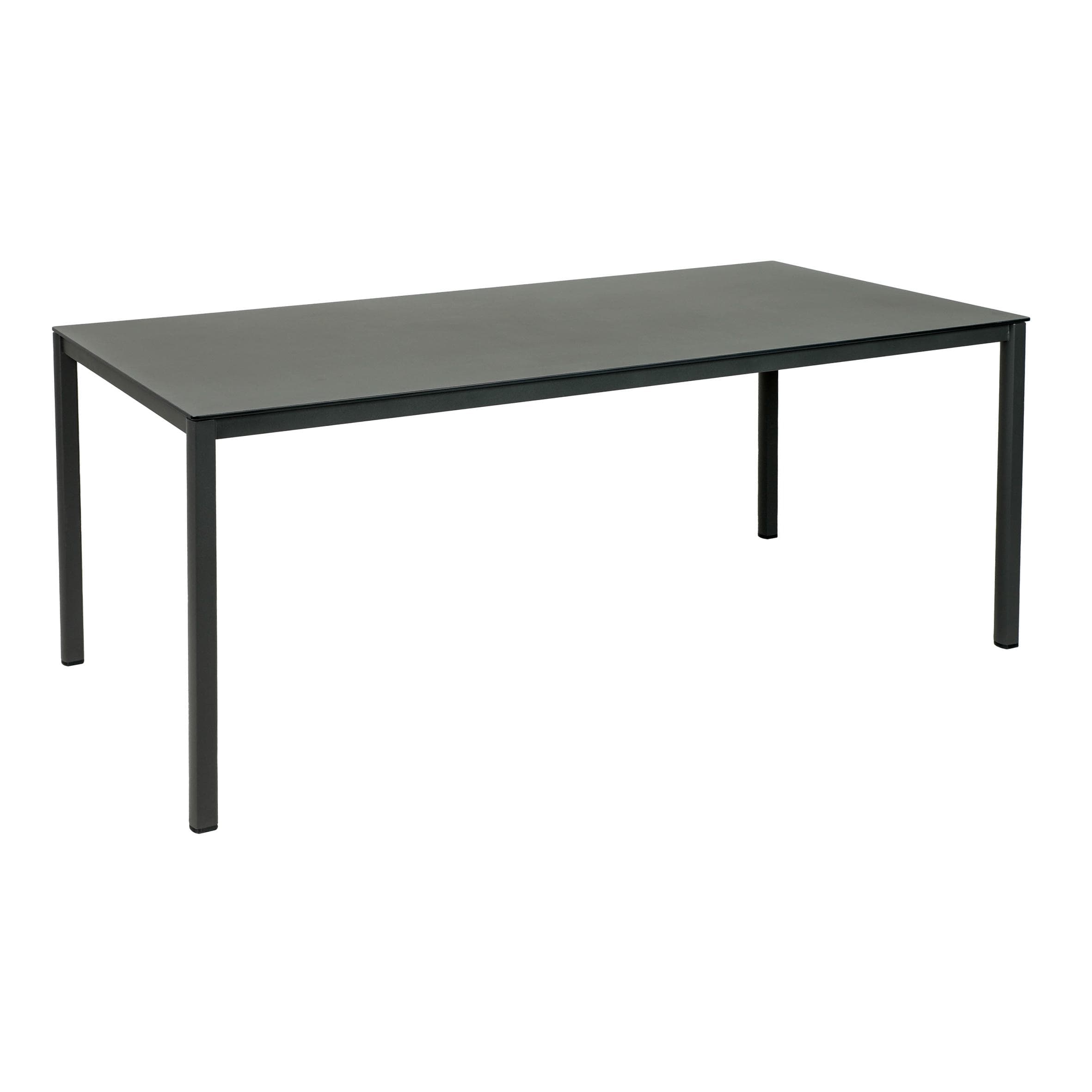 Moderner Gartentisch aus Edelstahl und Glas in Anthrazit